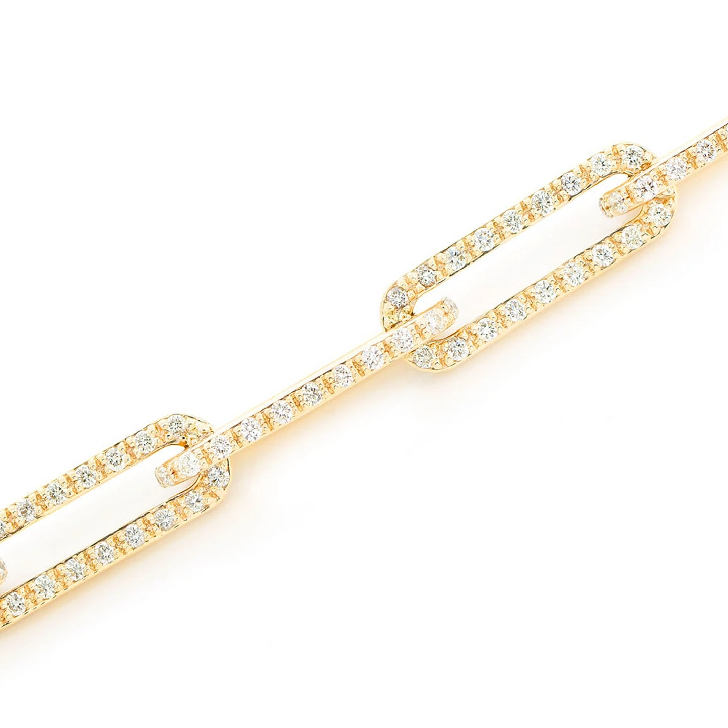 Iced Elongated Rolo Diamond Bracelet in 14K yellow gold, alternate view