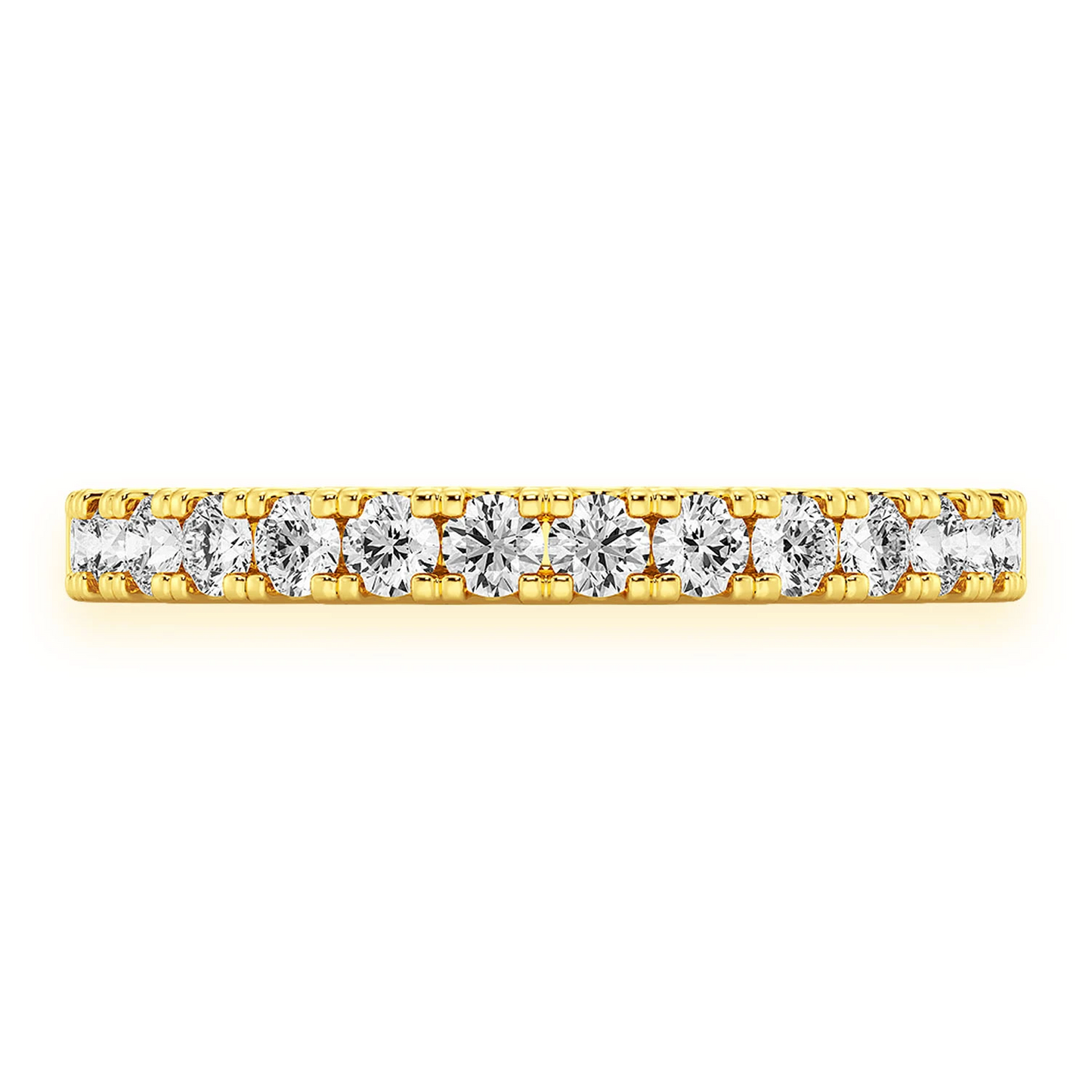 Extra Wide Single Row Band Ring in 14K yellow gold, angled view