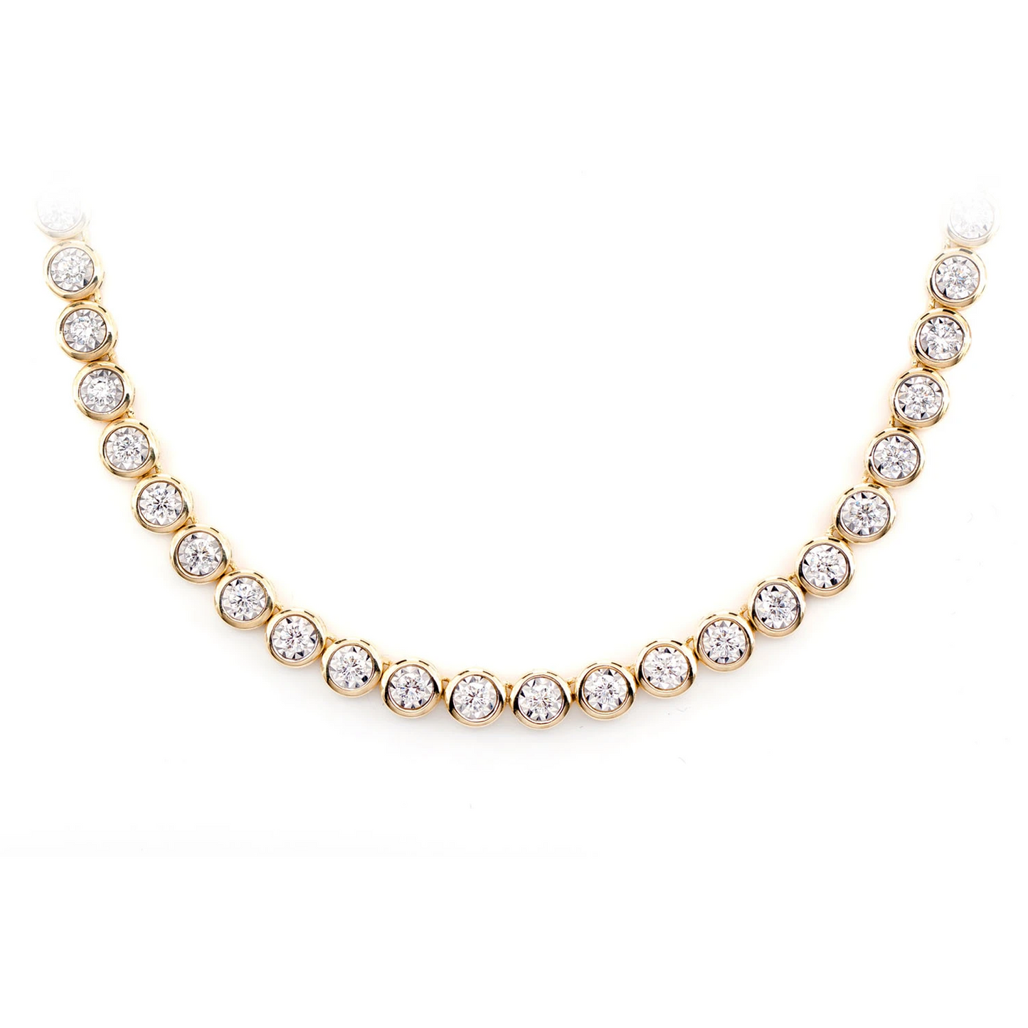 Bezel Miracle Set Diamond Tennis Necklace
