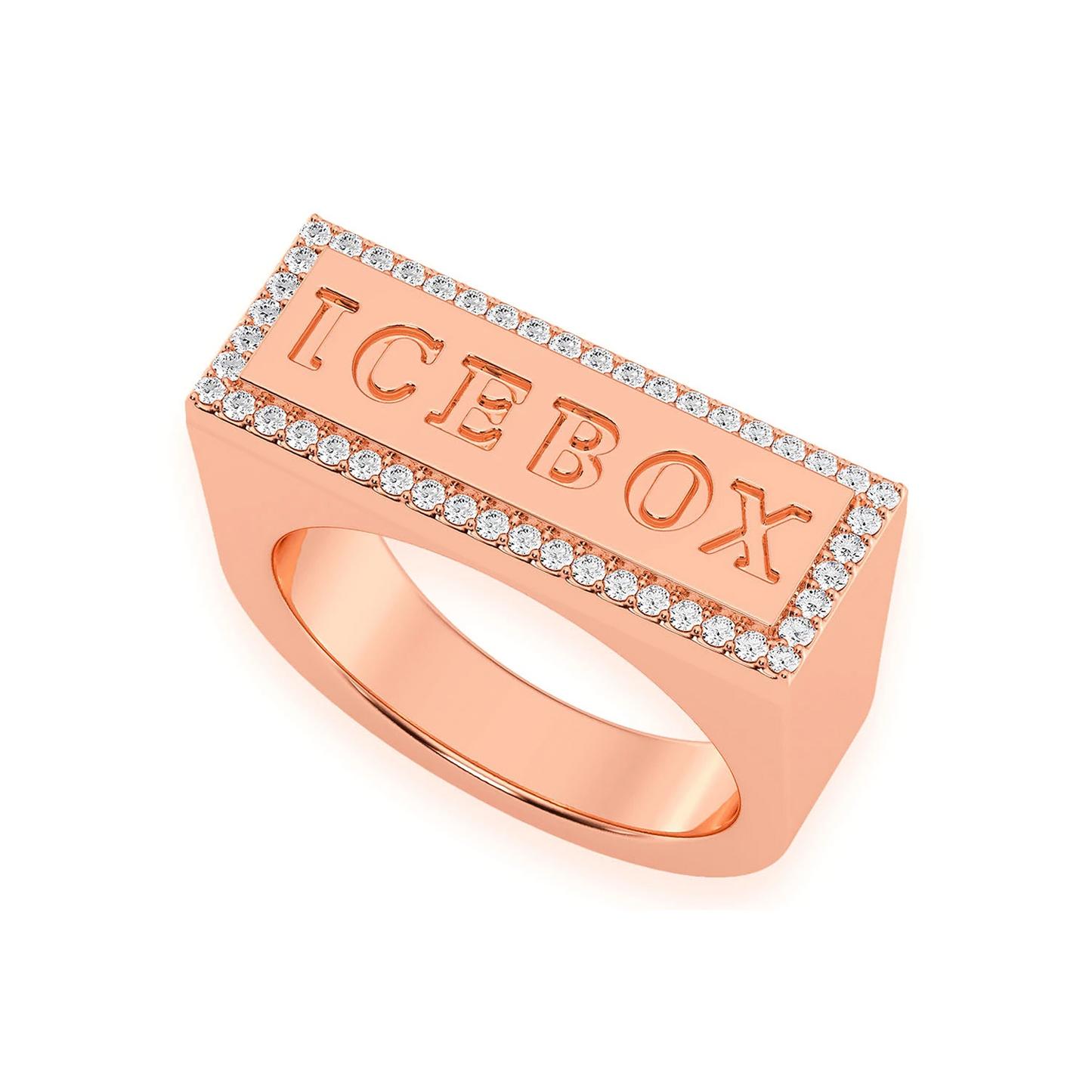 Icebox Logo Diamond Ring in 14K rose gold, detail view