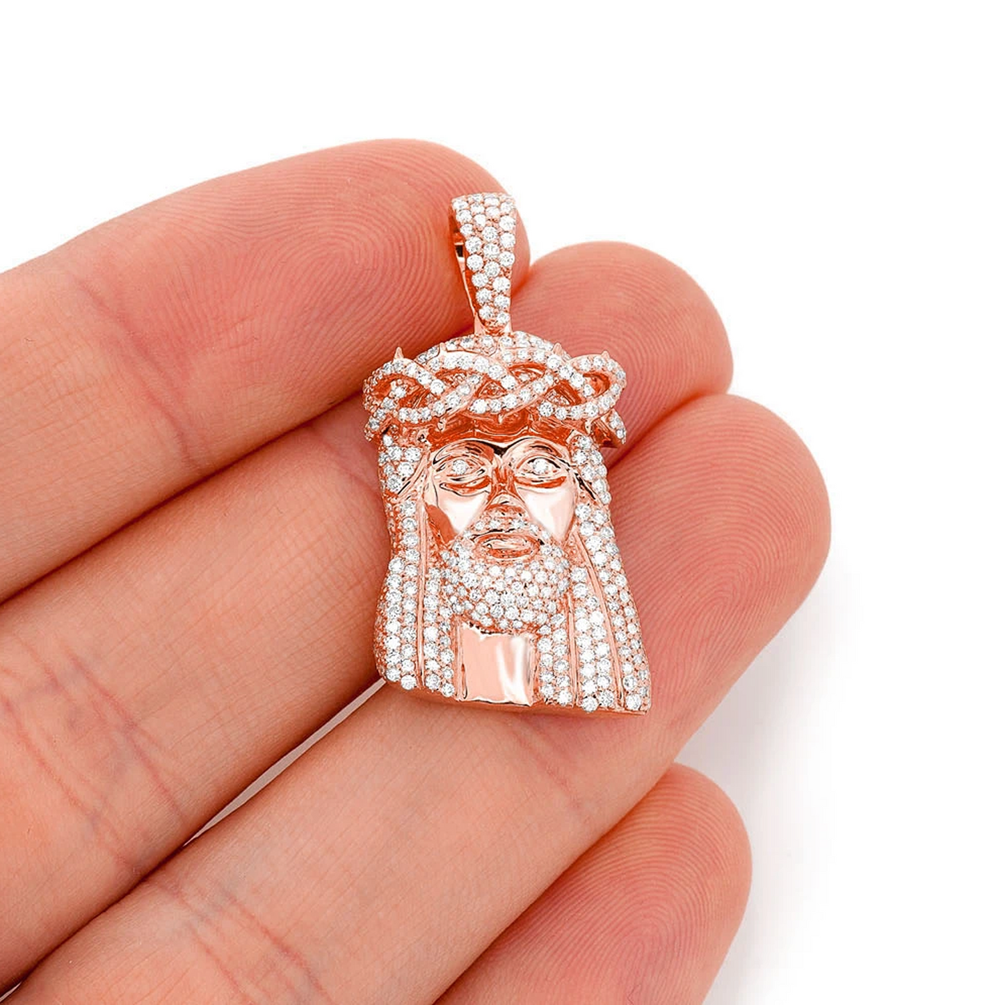 Heritage Jesus Piece in 14K rose gold, Signature | 1.50ctw, angled view
