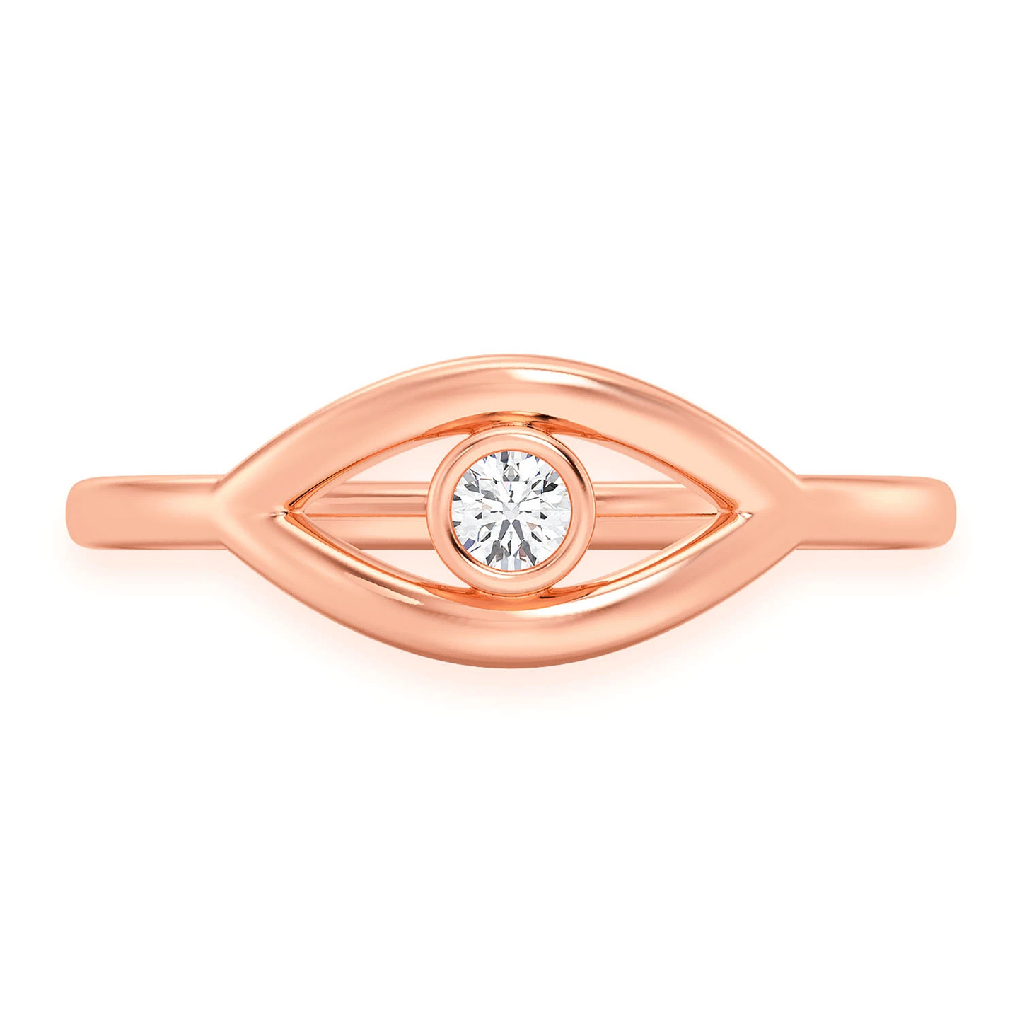 Solitaire Evil Eye Ring in 14K rose gold, front view