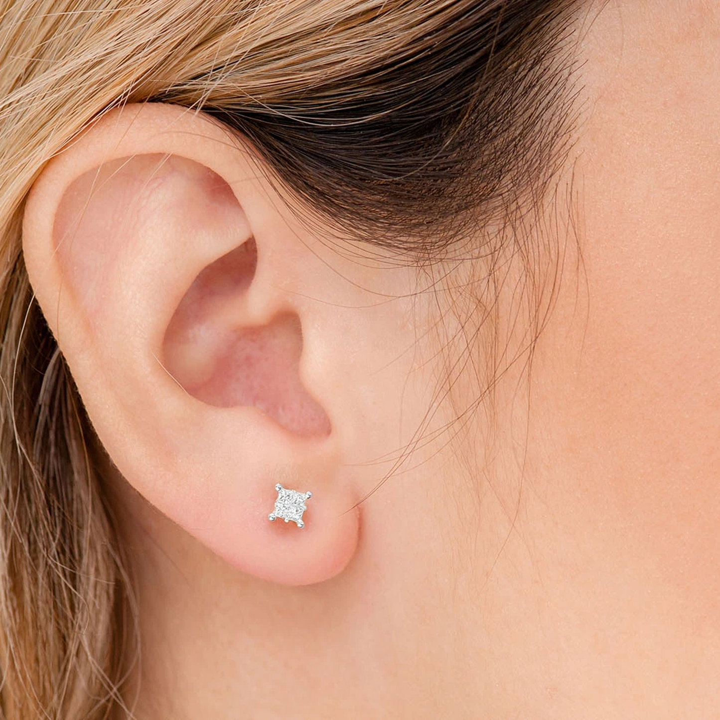 Quad Diamond Studs in 14K rose gold, 0.25ctw, alternate view