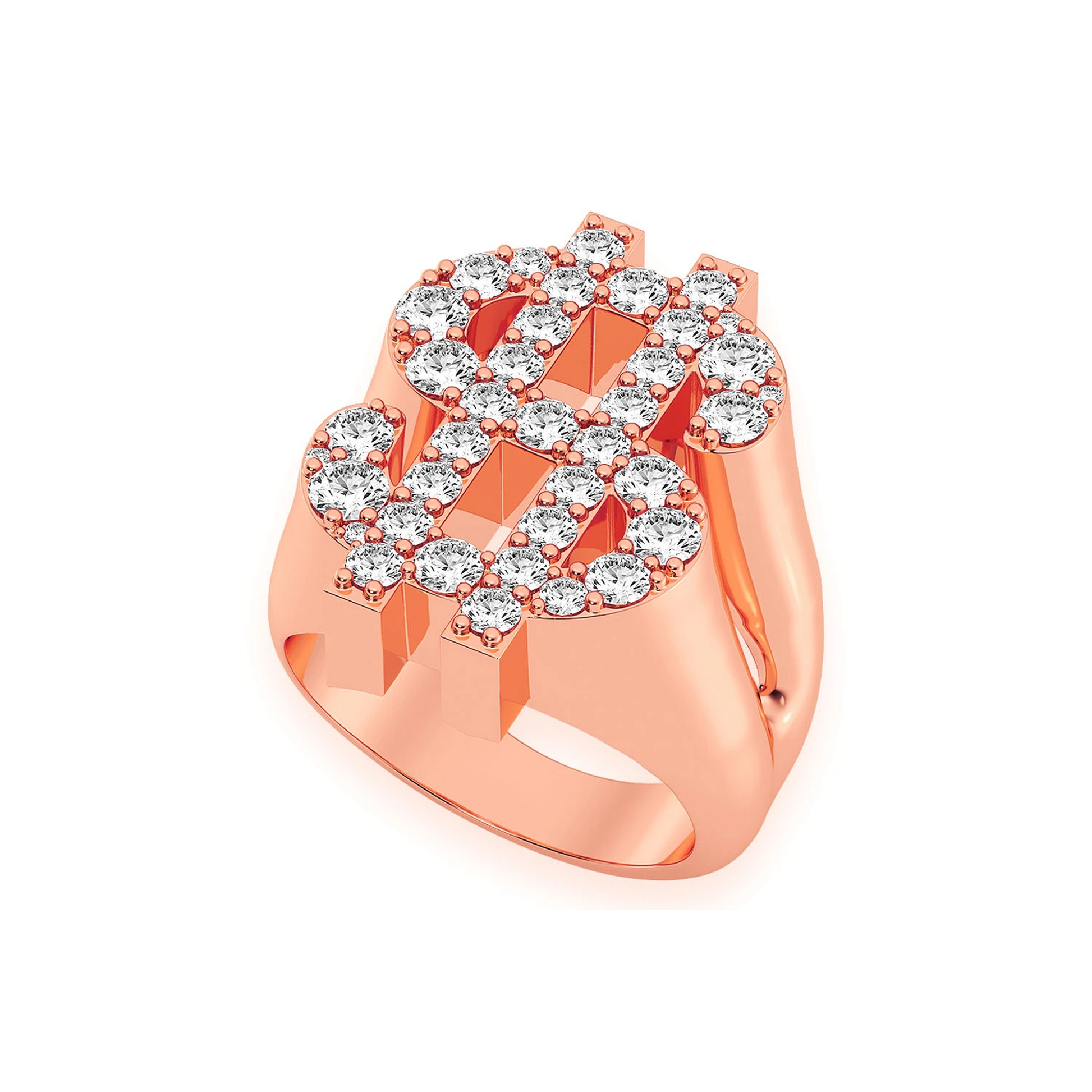Dollar Sign Signet Ring in 14K rose gold, detail view