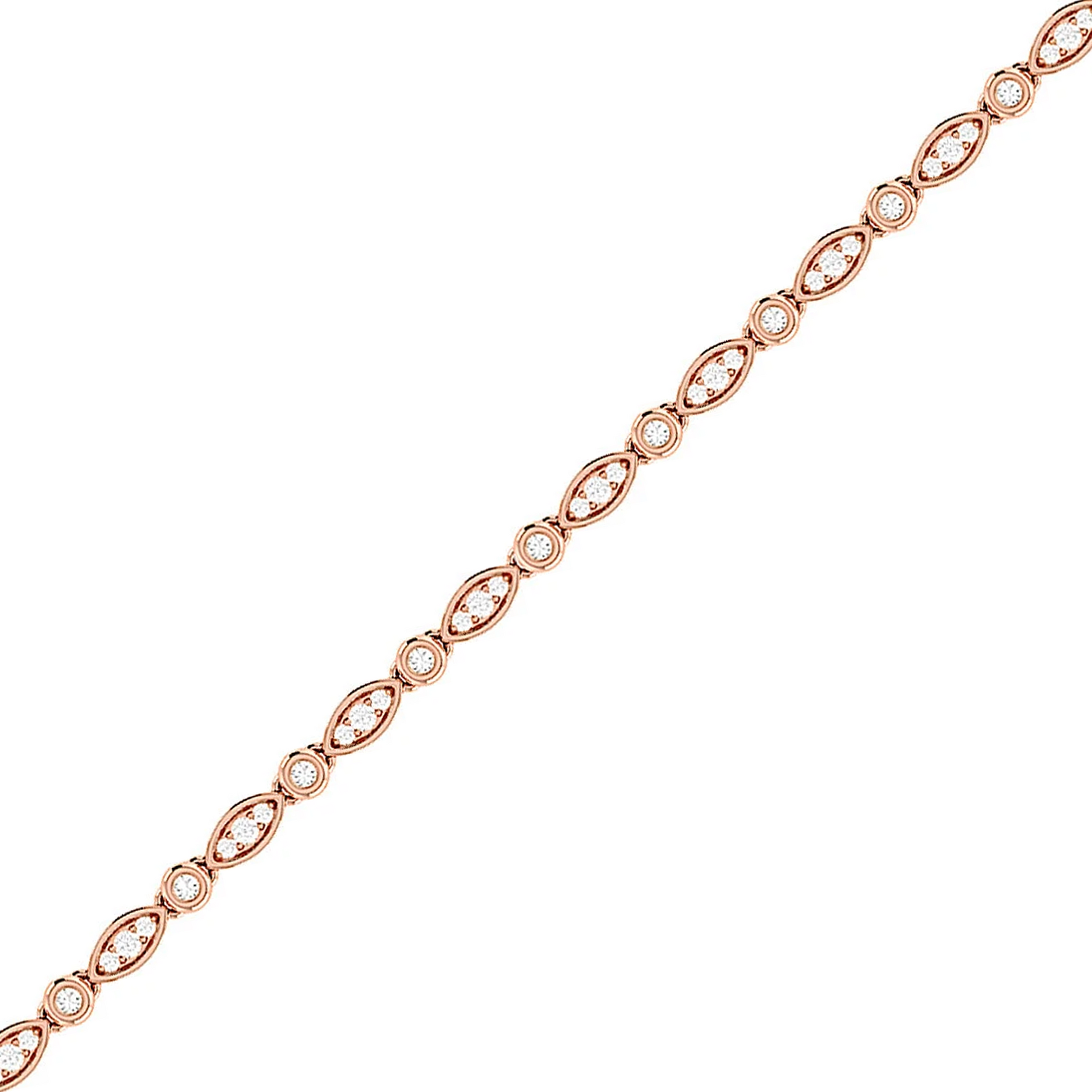 Geometric Bezel Diamond Bracelet in 14K rose gold, detail view