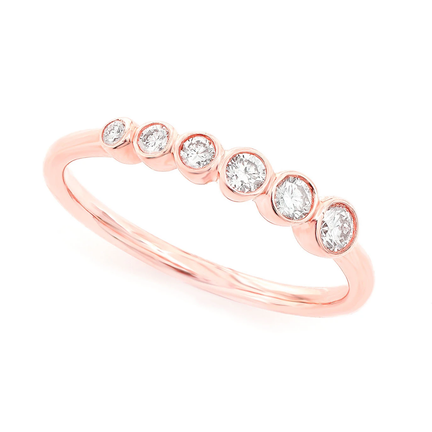 Graduated Diamond Ring in 14K rose gold, angled view