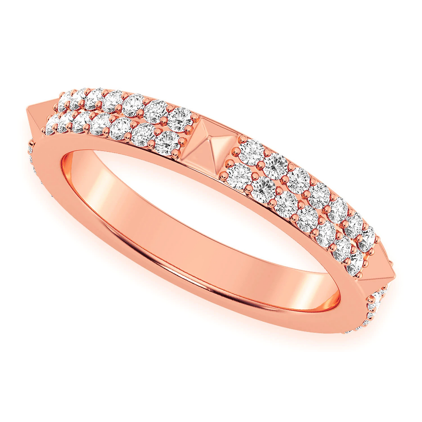 Two Row Spike Diamond Ring in 14K rose gold, detail view