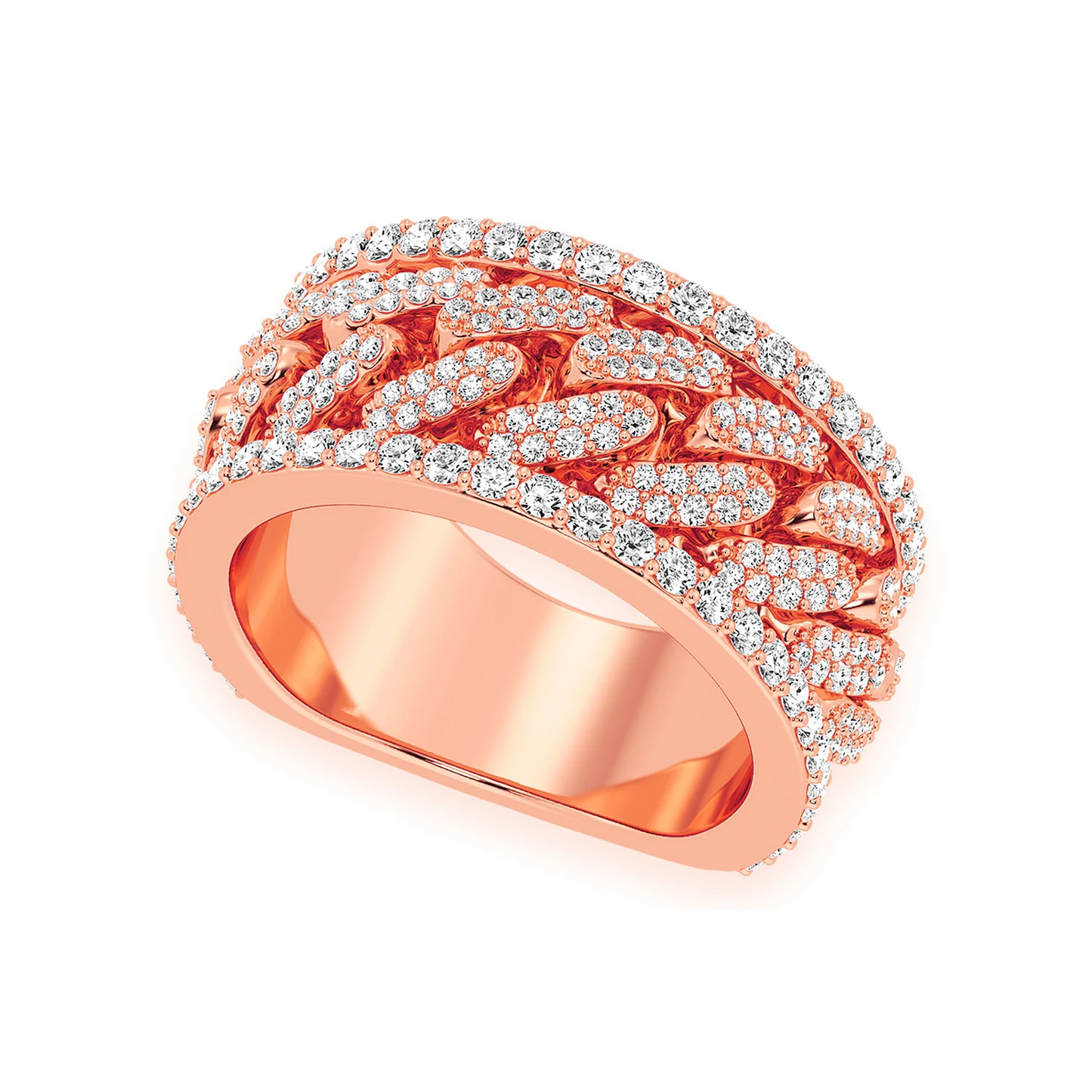 Miami Cuban Link Ring in 14K rose gold, angled view