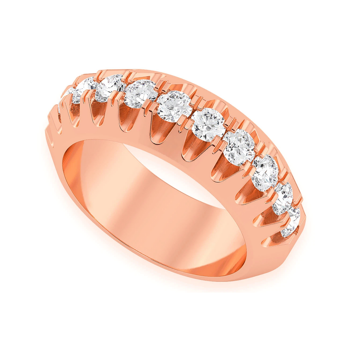 Pyramid Diamond Band in 14K rose gold, angled view