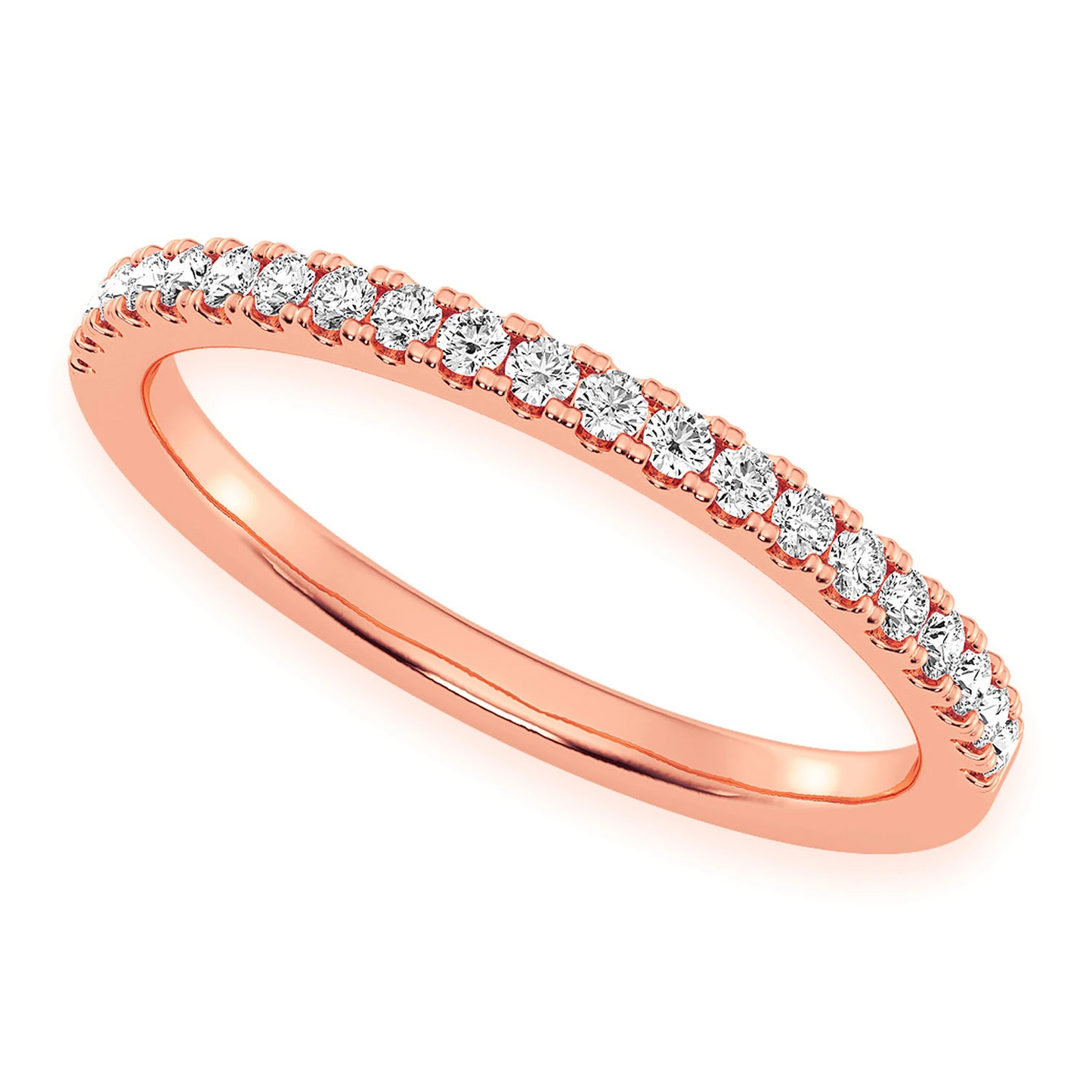 Bold Single Row Band Ring in 14K rose gold, angled view