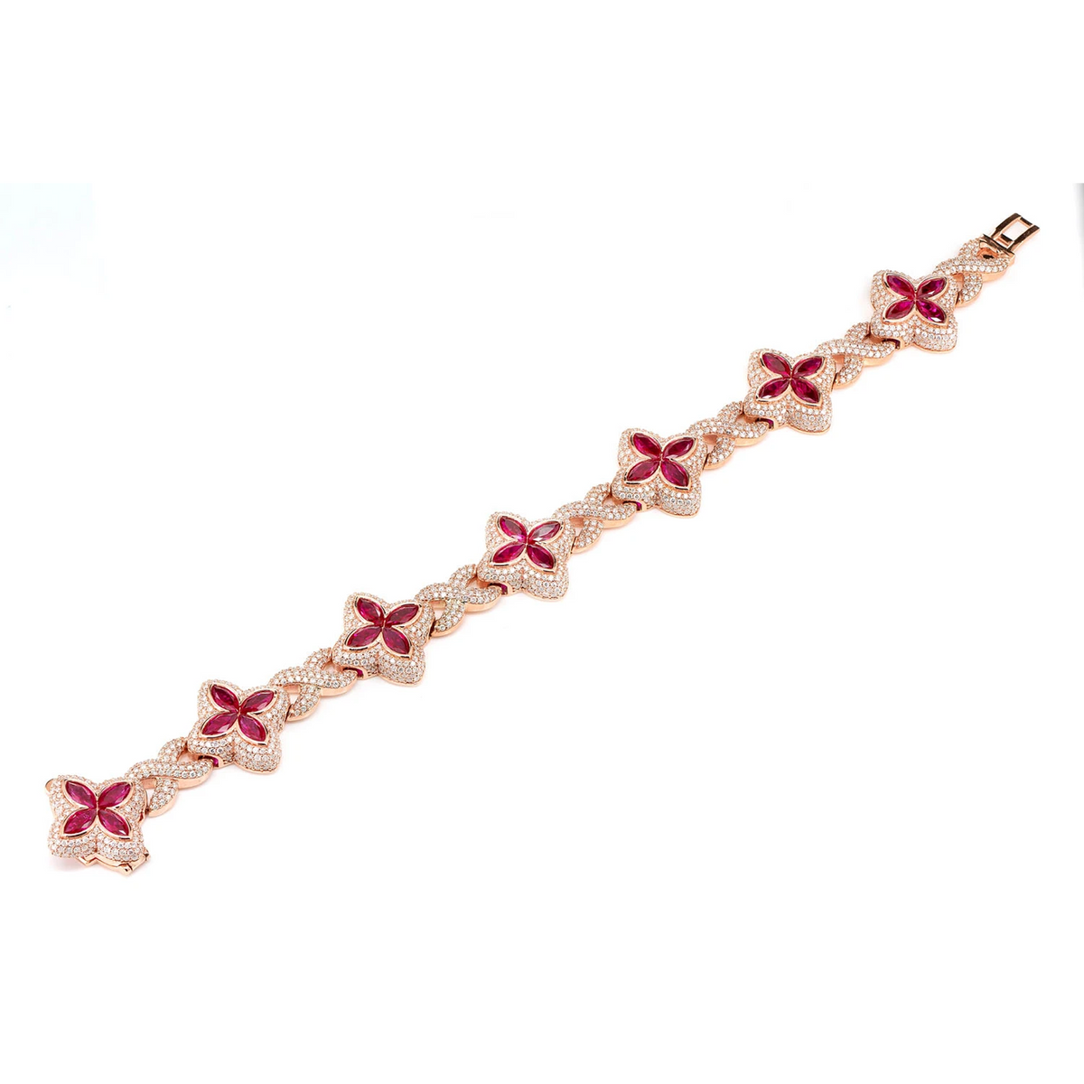 Ruby Diamond Marquise Flower Infinity Link Bracelet