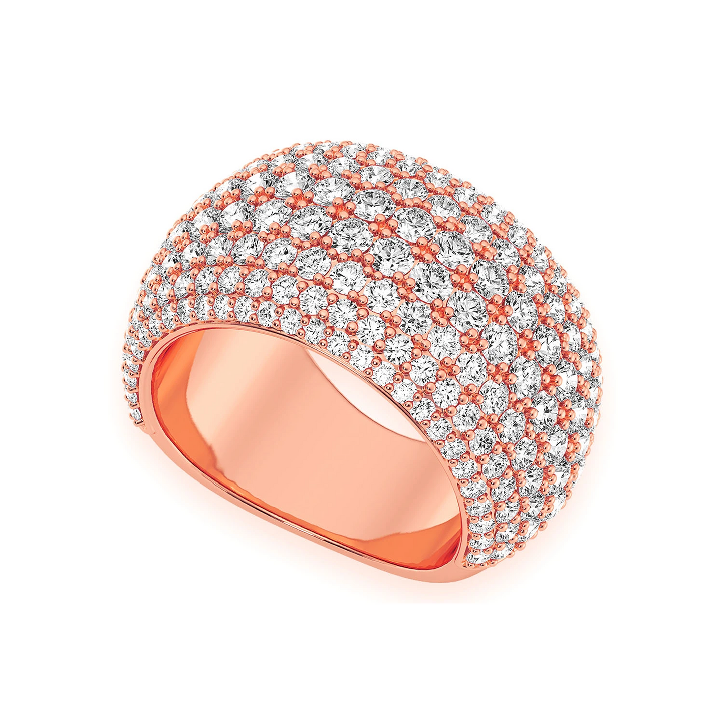 Eight Row Wide Shape Band Ring in 14K rose gold, detail view
