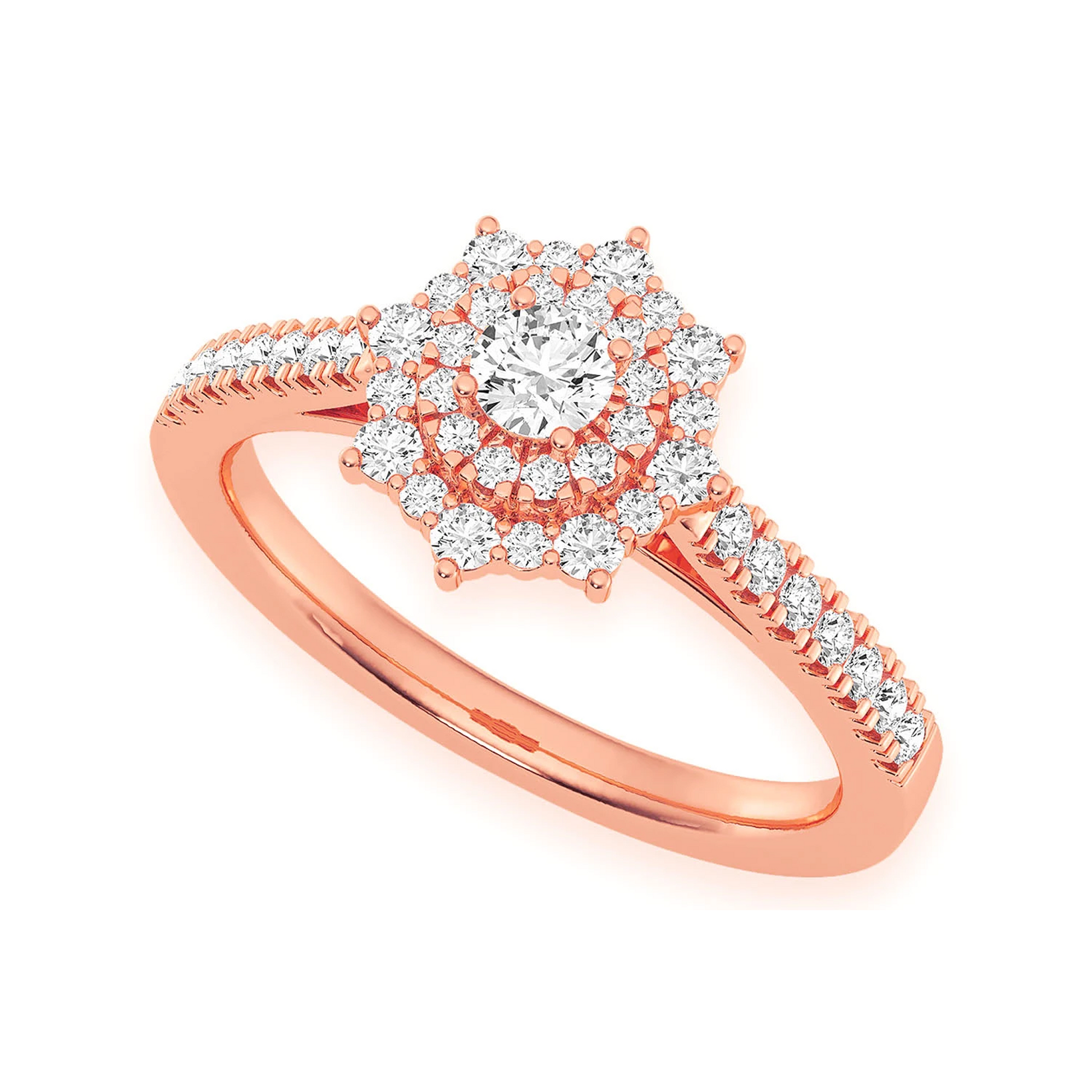 Single Band Diamond Engagement Ring in 14K rose gold, angled view