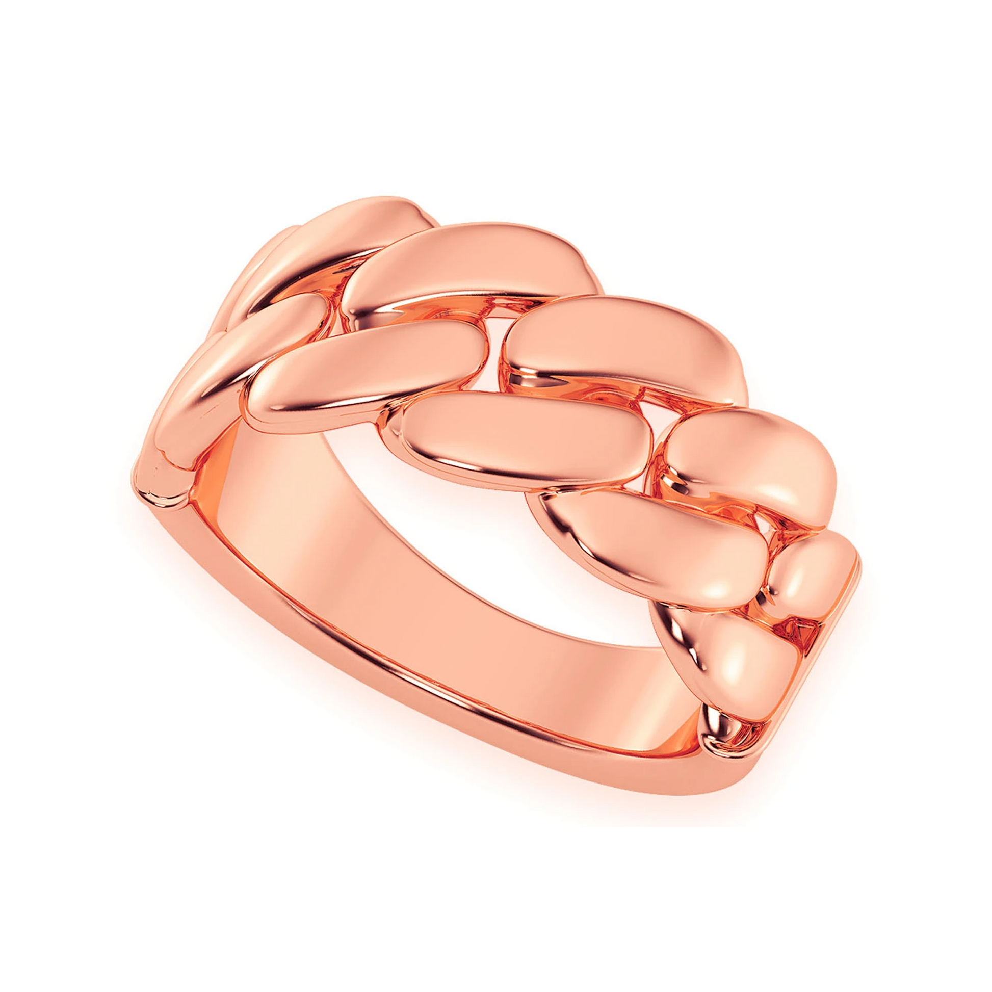 Solid Gold Cuban Ring in 14K rose gold, angled view 2