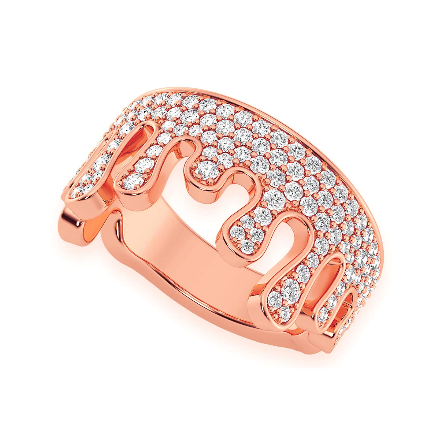 Diamond Drip Ring in 14K rose gold, 1.40ctw, detail view