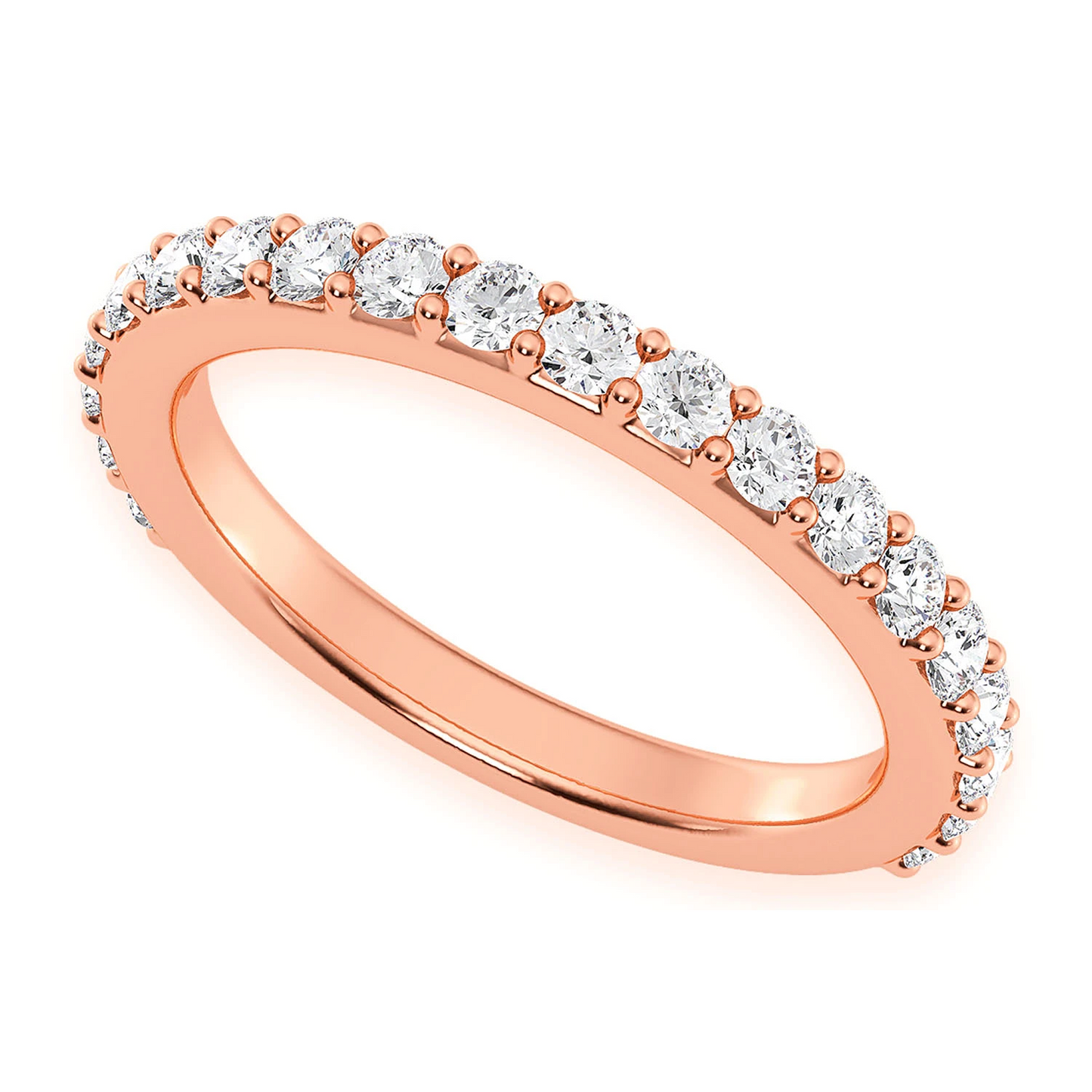 Single Row Band Ring in 14K rose gold, angled view