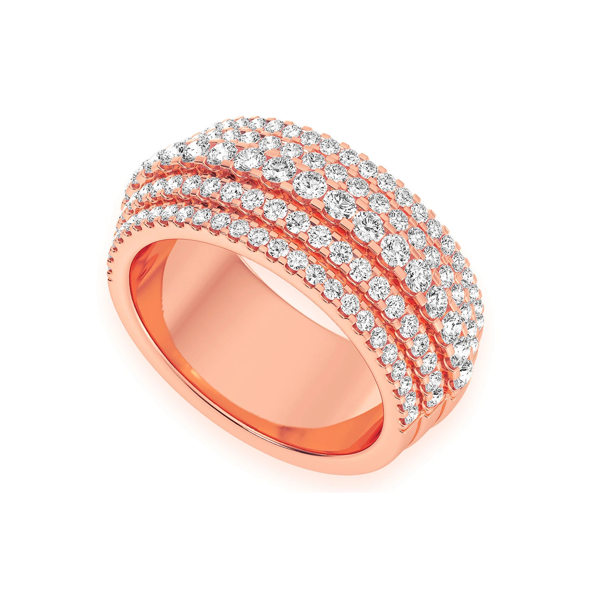 Multi Row Tier Band Ring in 14K rose gold, angled view