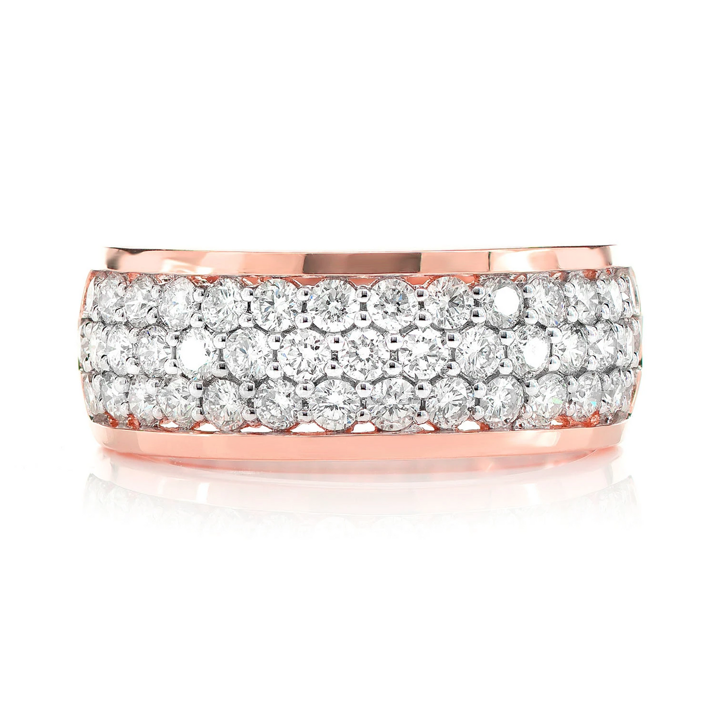 Three Row Diamond Band Ring