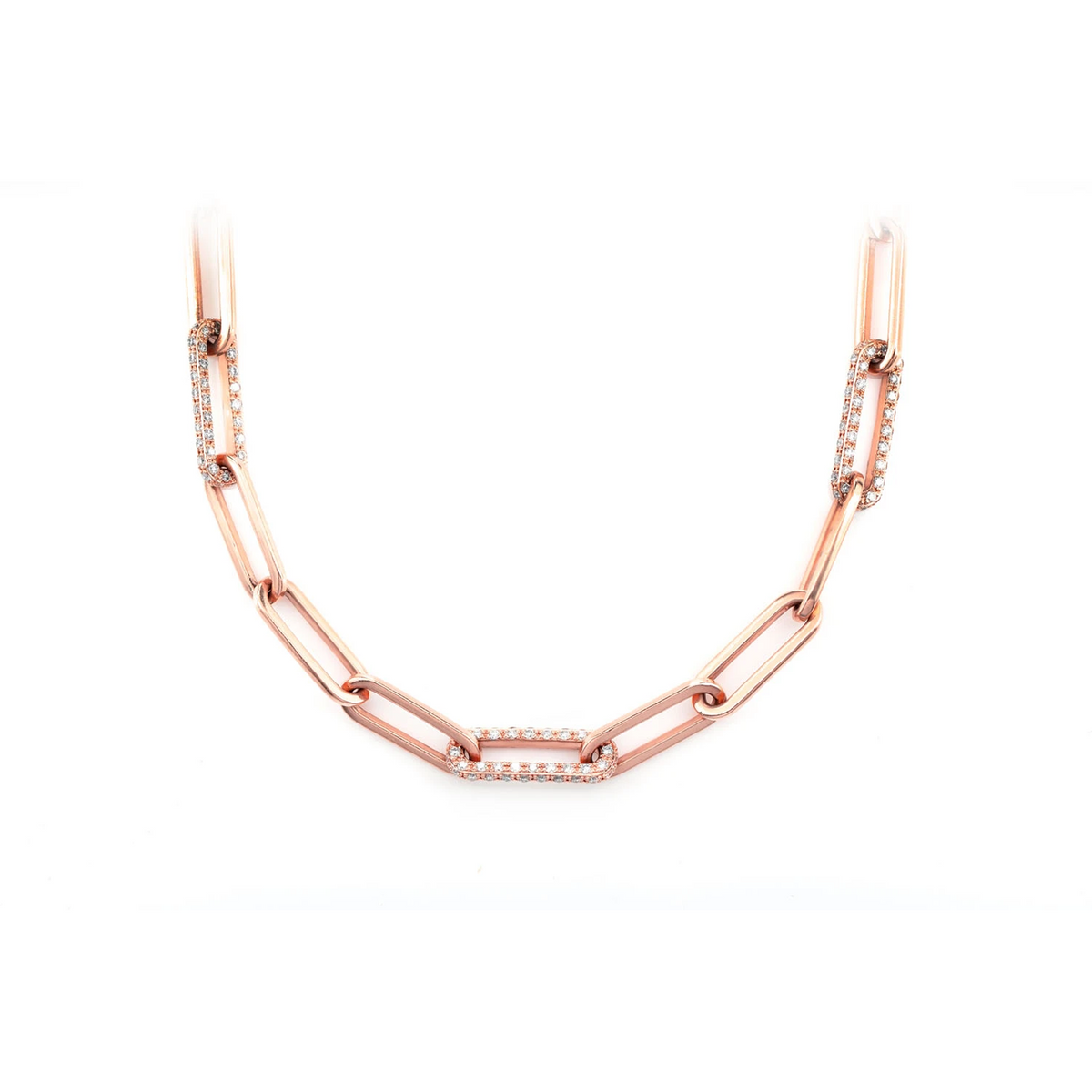 Alternating Elongated Diamond Rolo Link 17.5in Necklace