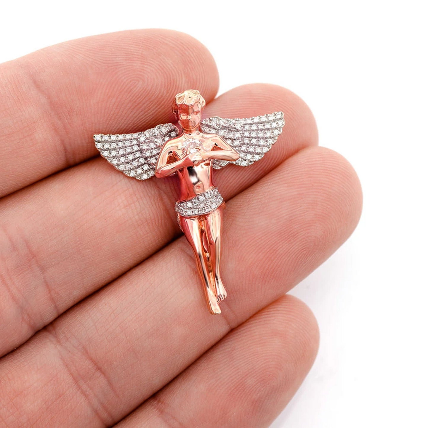 Angel Diamond Pendant in 14K rose gold, alternate view