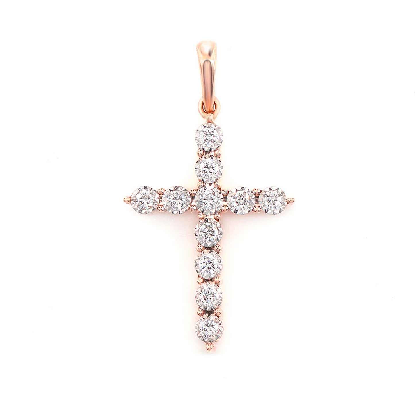 One Row Miracle Set Diamond Cross Pendant