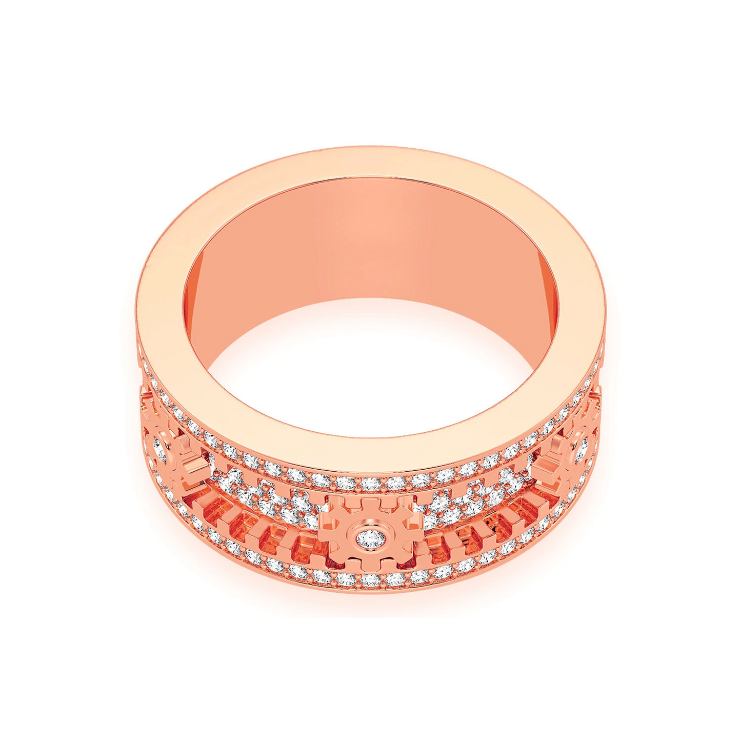 Fidget Gear Diamond Ring in 14K rose gold, alternate view