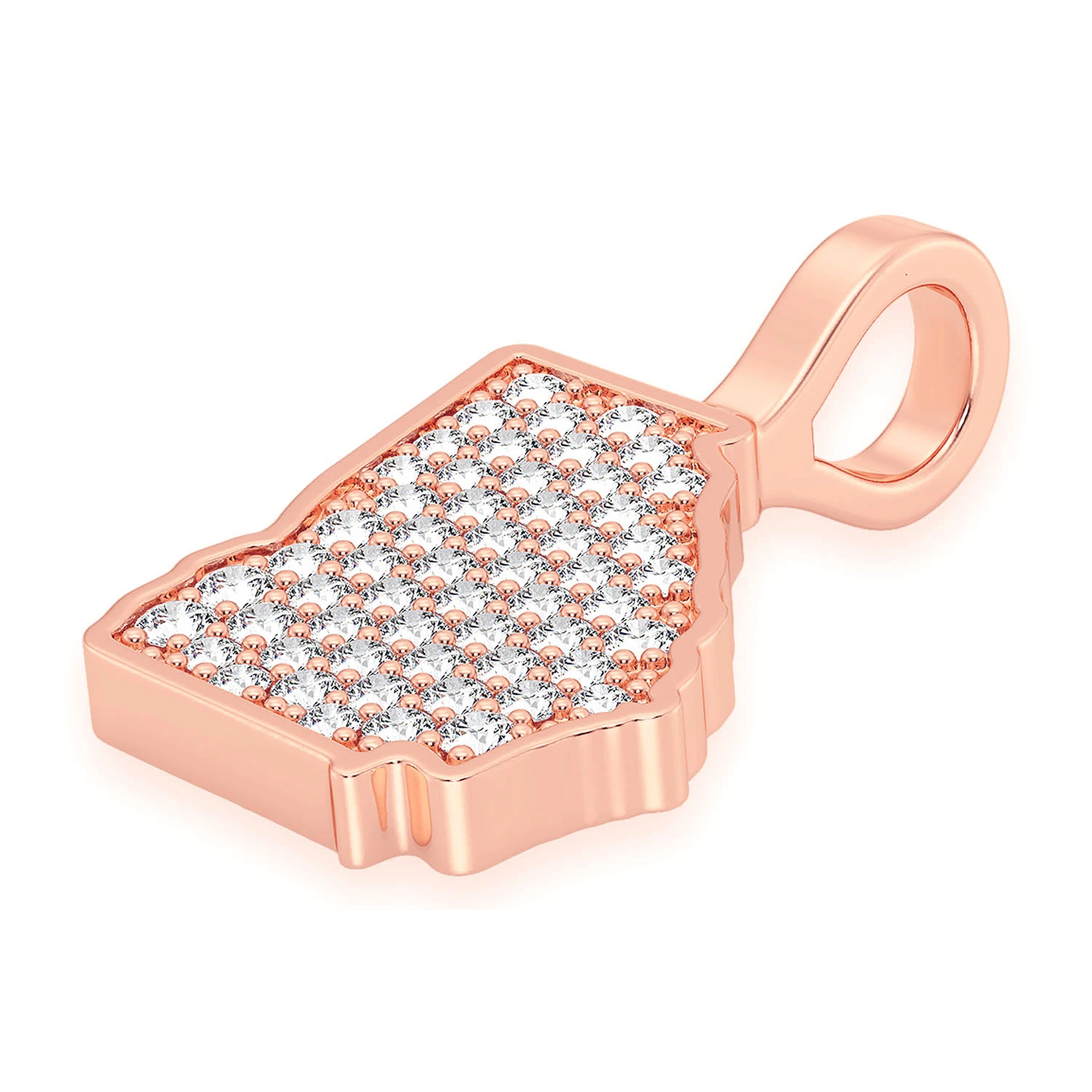 US State Diamond Pendant in 14K rose gold, Georgia design, detail view