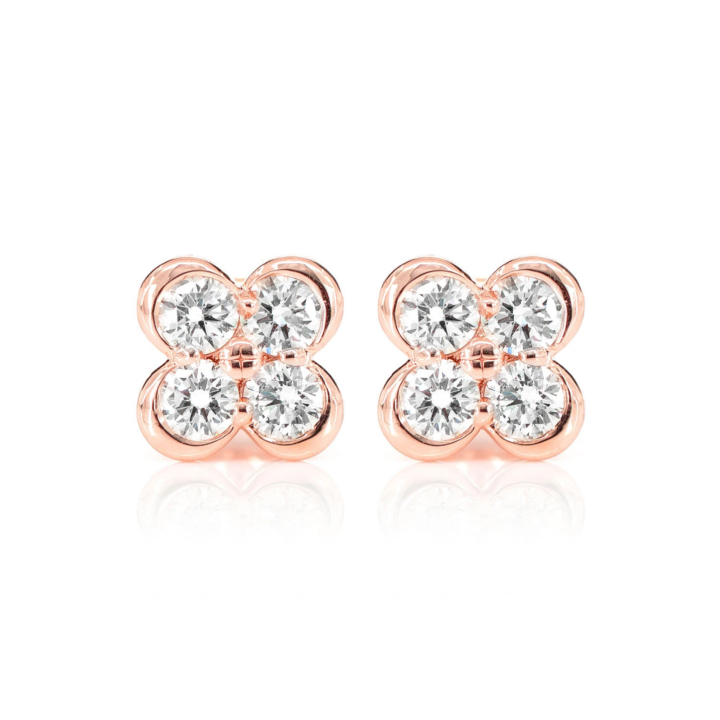 Diamond Clover Stud Earrings