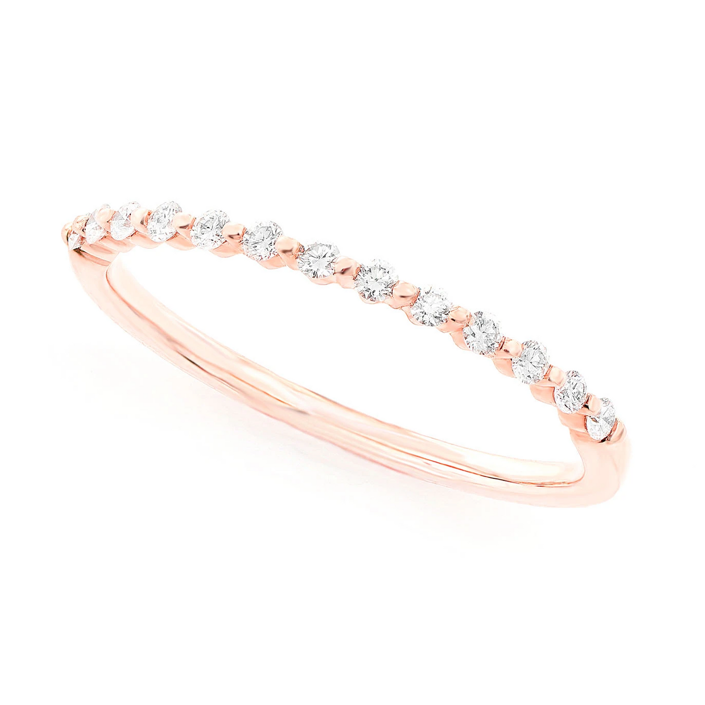 Pinched Diamond Ring in 14K rose gold, angled view