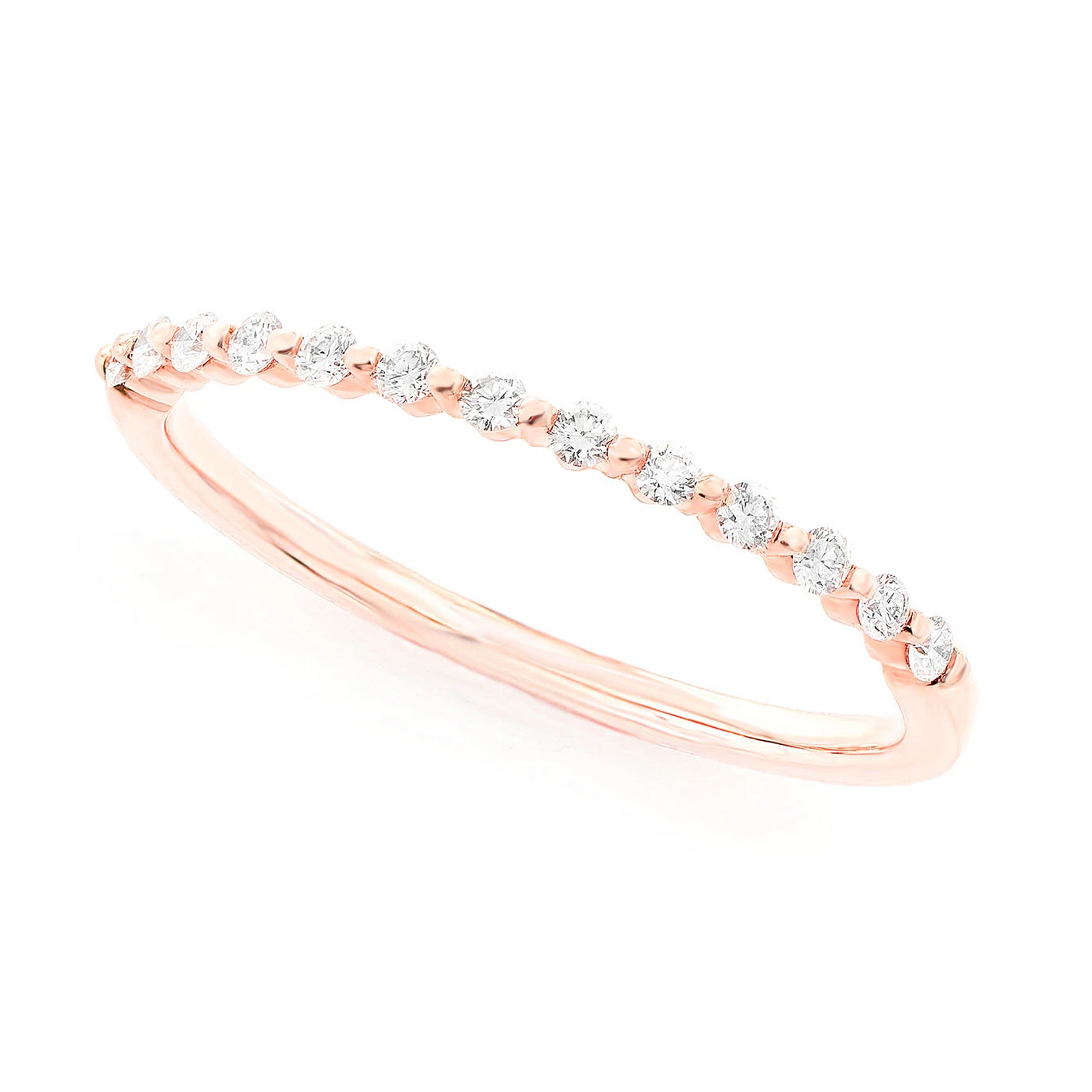 Pinched Diamond Ring in 14K rose gold, angled view
