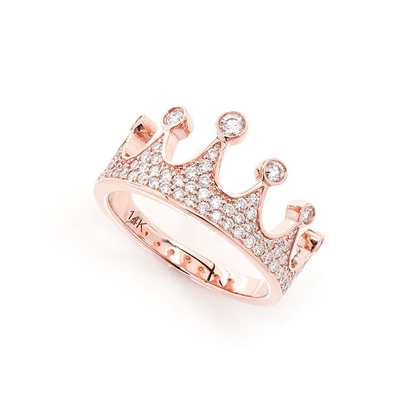 Crown Diamond Ring in 14K rose gold, detail view