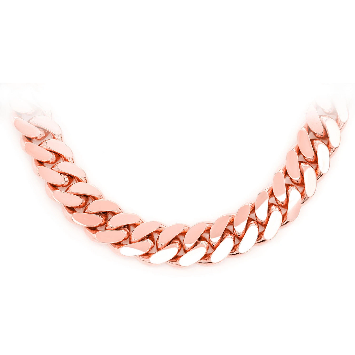 Miami Cuban Gold Chain in 14K rose gold, 12mm width, front view