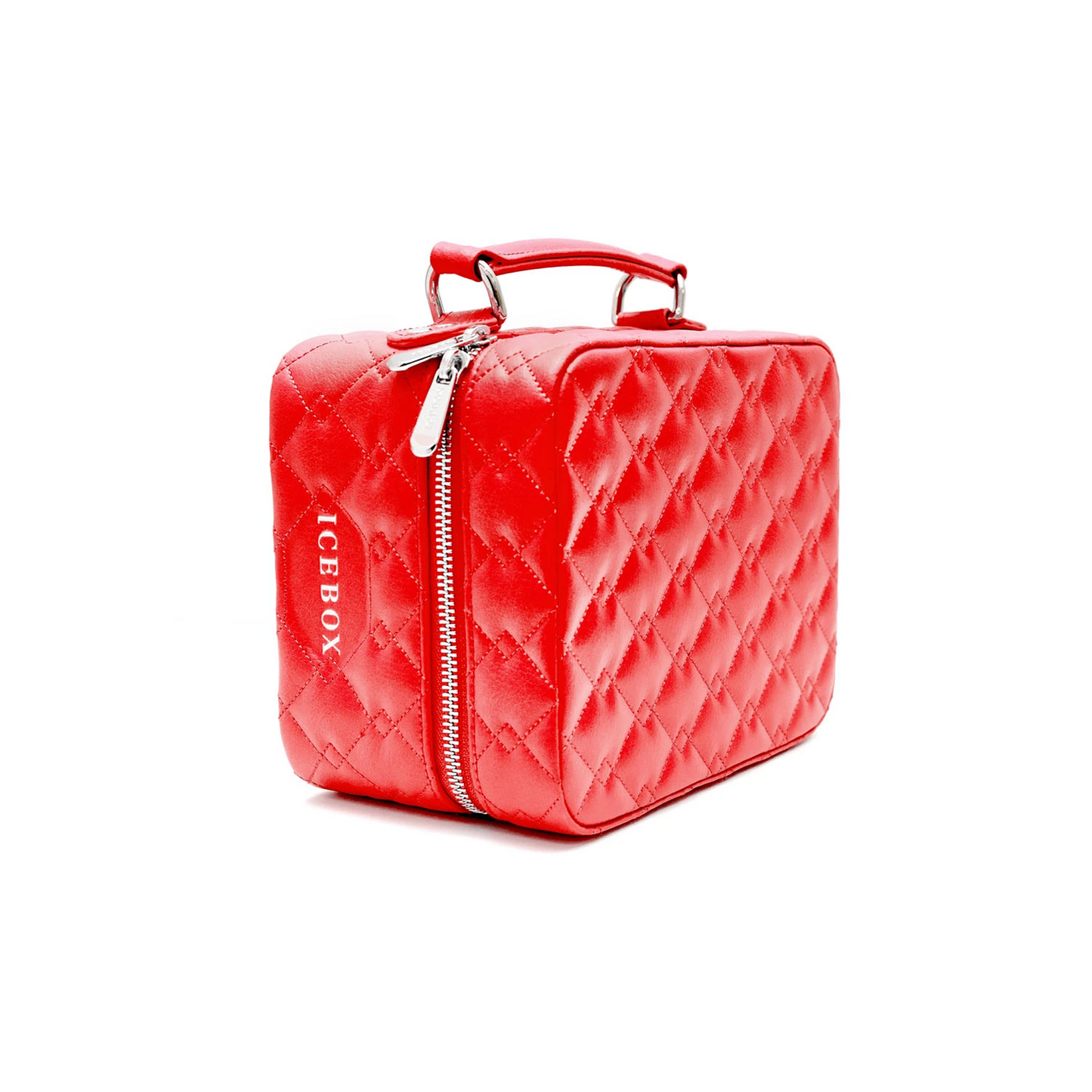 Icebox Medium Traveler Case in red, 2-watch capacity, exterior side view