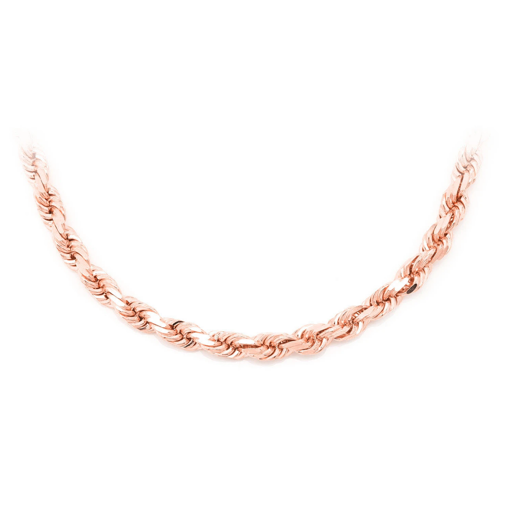 Rope Gold Chain in 14K rose gold, 5mm width, front view