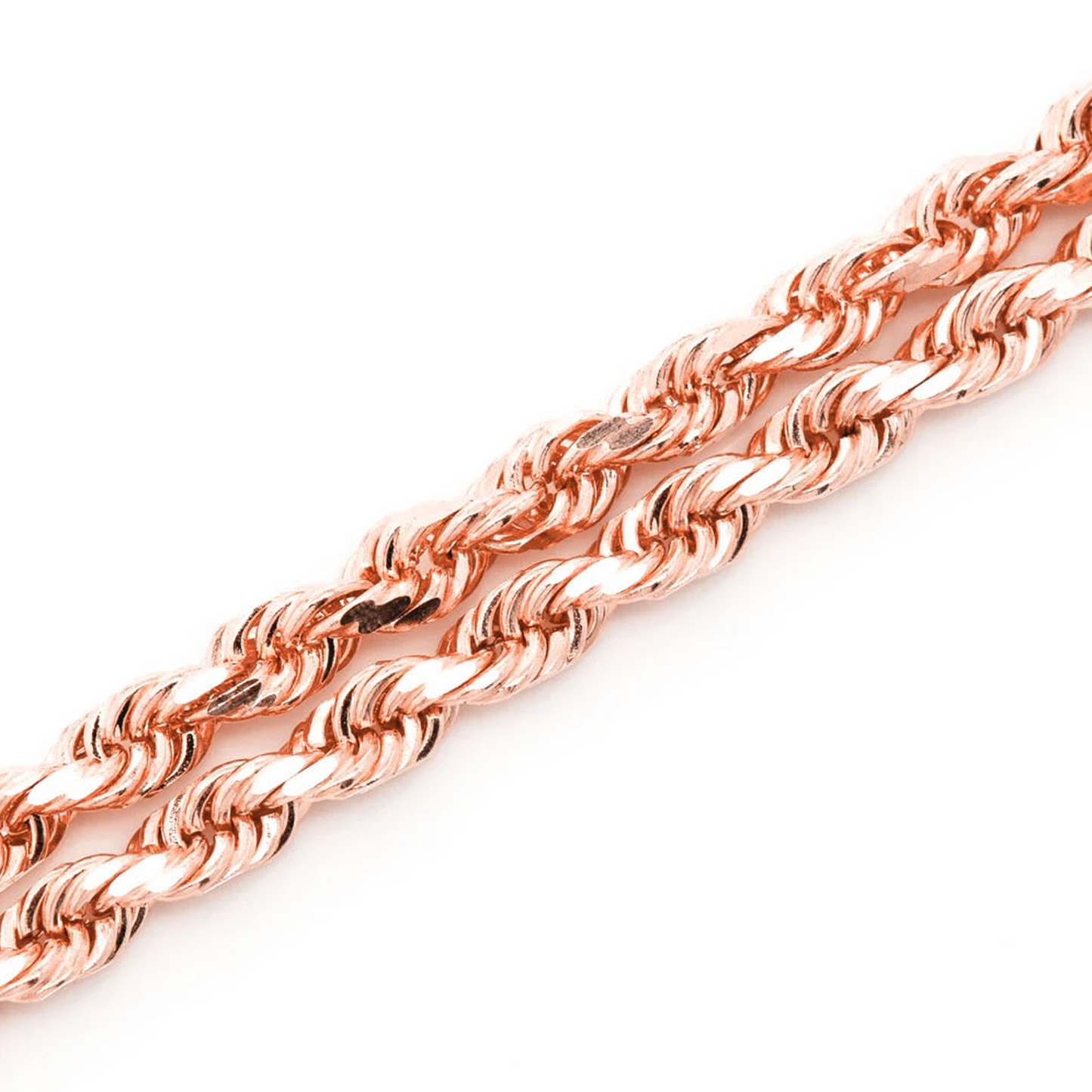 Rope Gold Chain in 14K rose gold, 3mm width, detail view