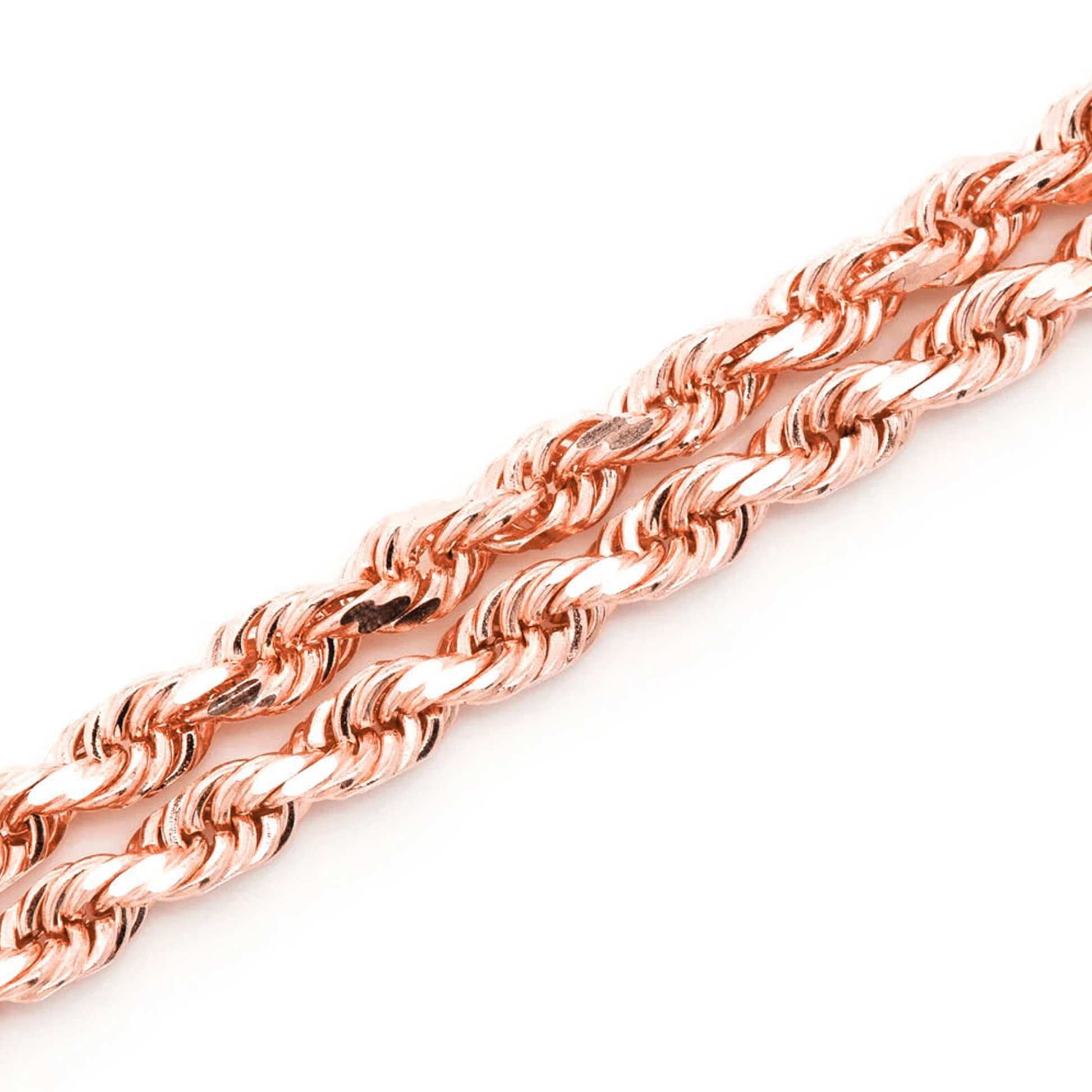 Rope Gold Chain in 14K rose gold, 3mm width, detail view