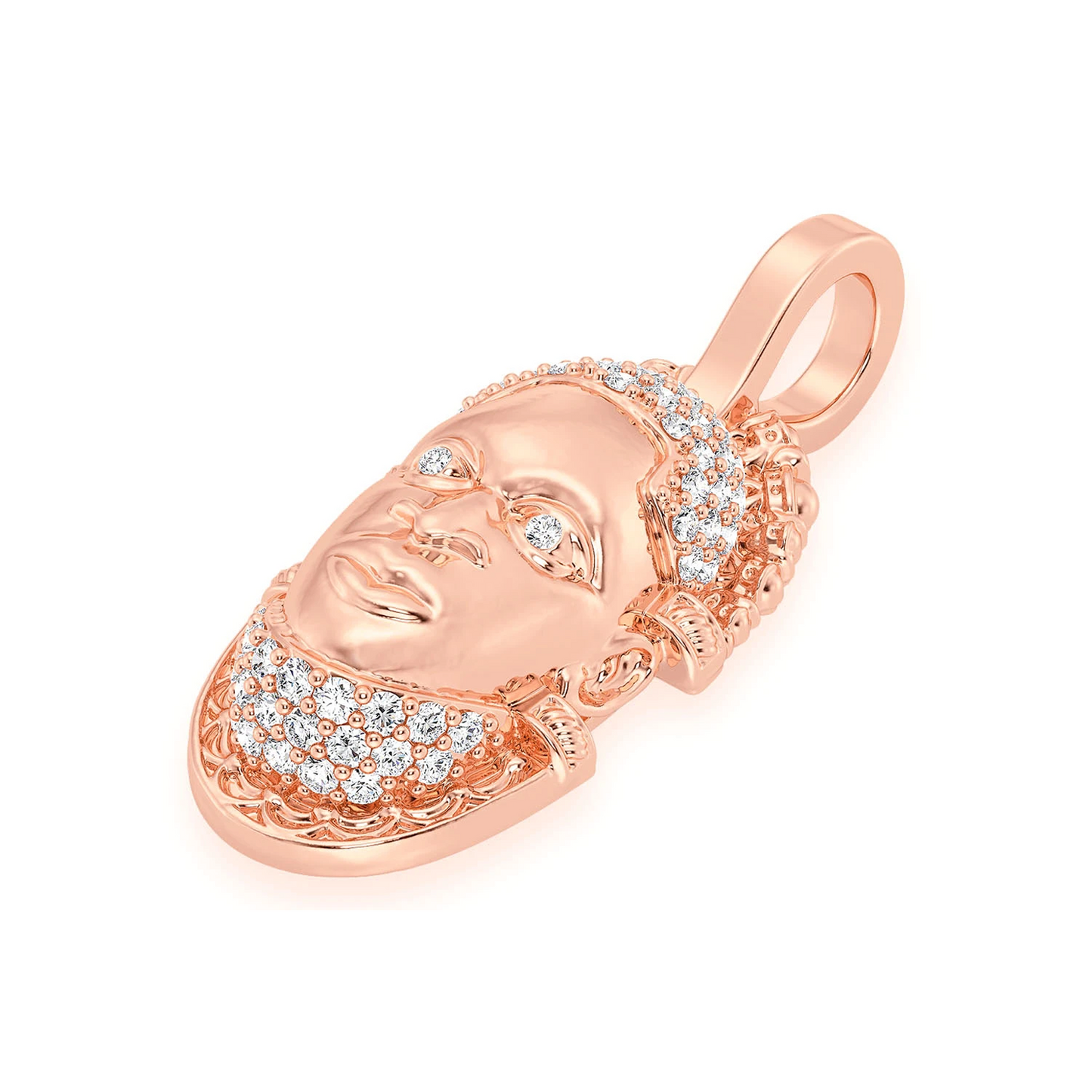 Edo Mask Diamond Pendant in 14K rose gold, detail view