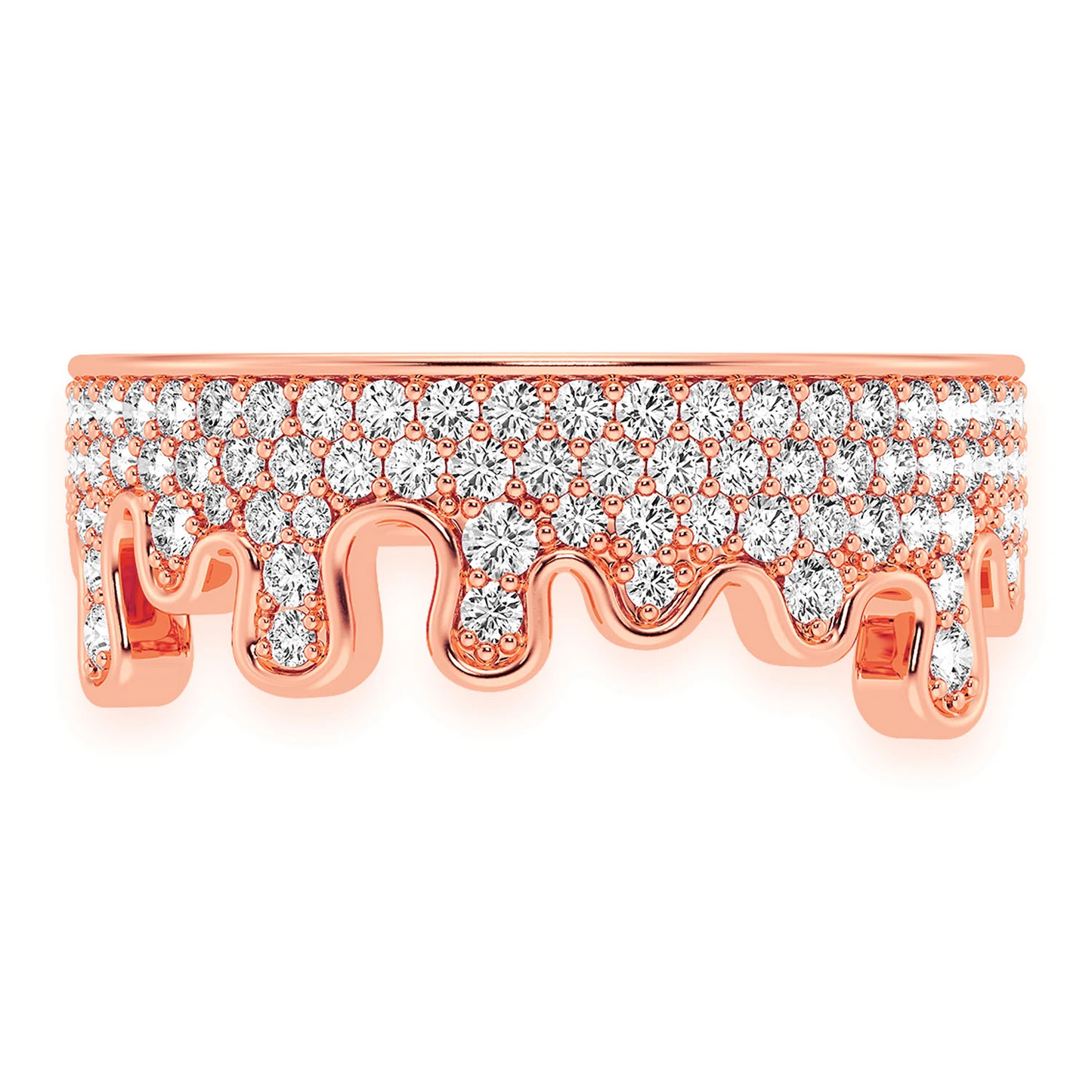 Diamond Drip Ring in 14K rose gold, 1.00ctw, front view