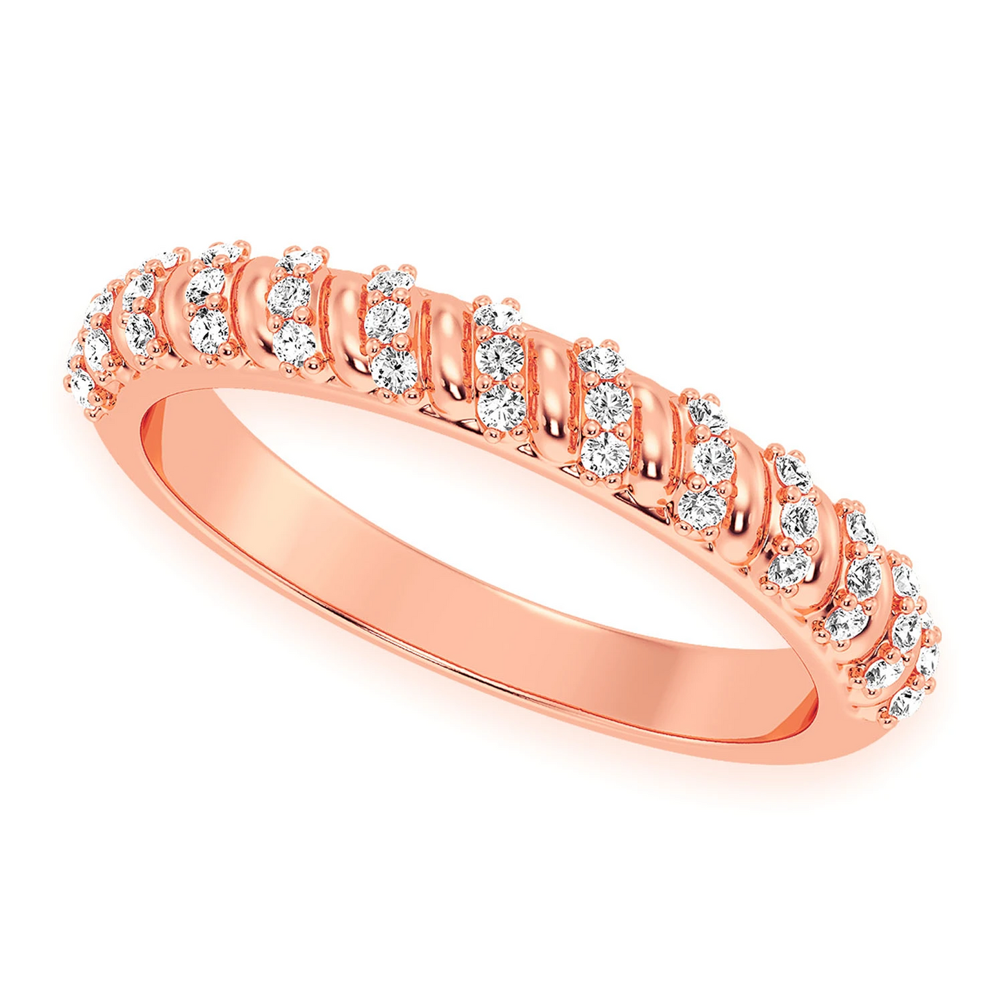 Solid Rope Ring in 14K rose gold, angled view