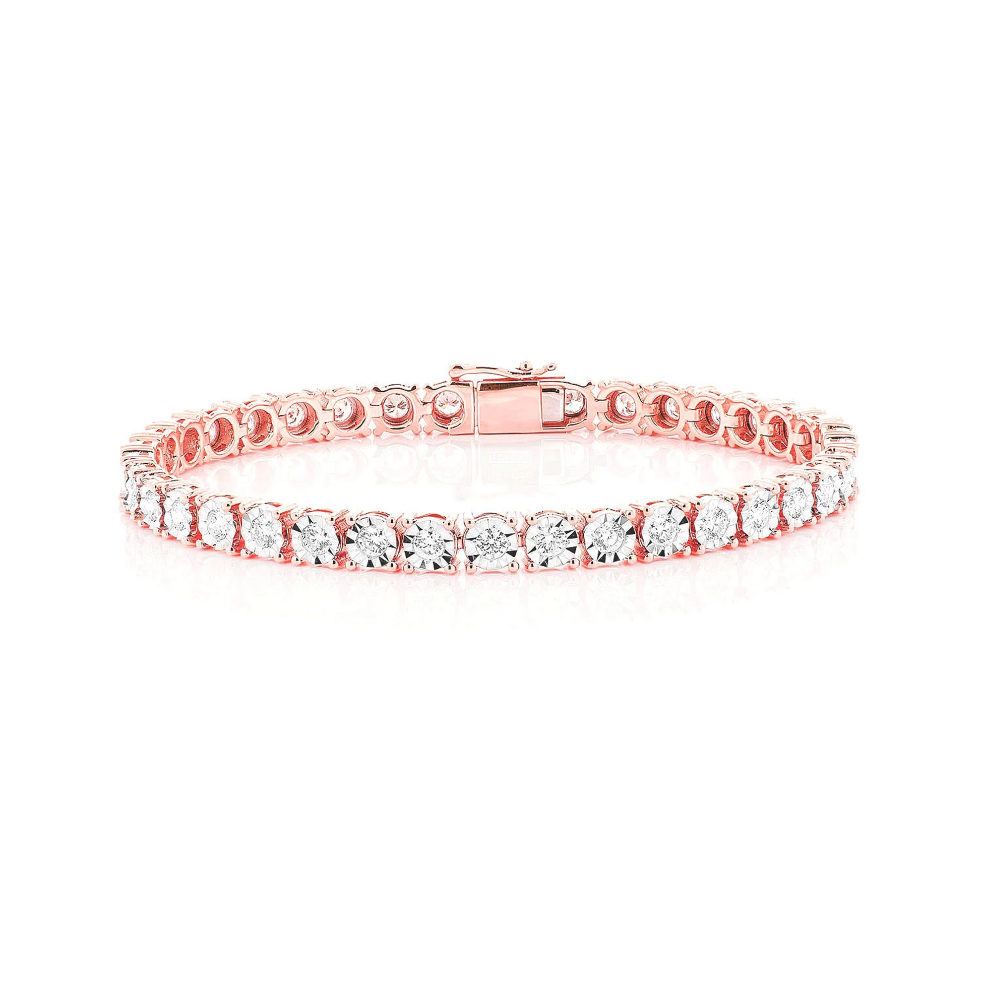 Miracle Diamond Tennis Bracelet in 14K rose gold, 12pt / 4.15ctw, front view