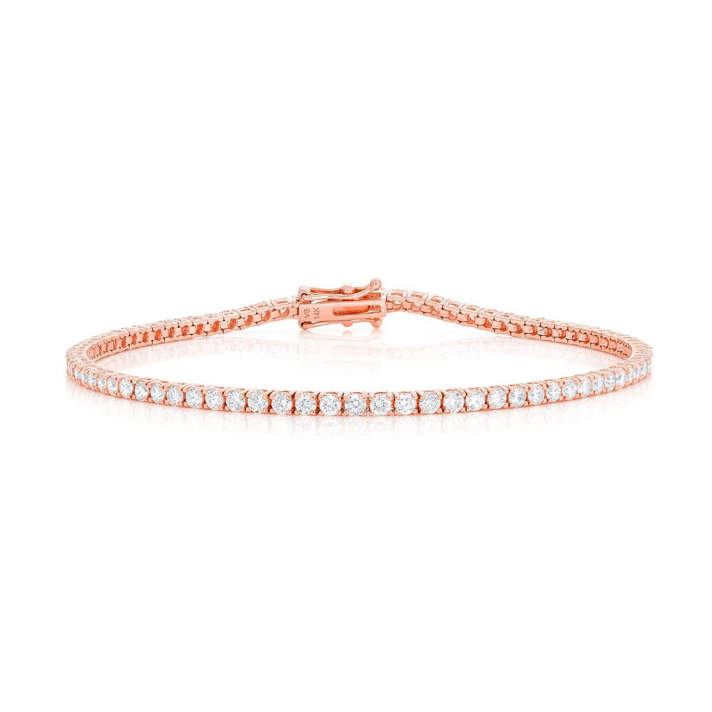 Prong Diamond Tennis Bracelet in 14K rose gold, 6pt / 4.60ctw, front view