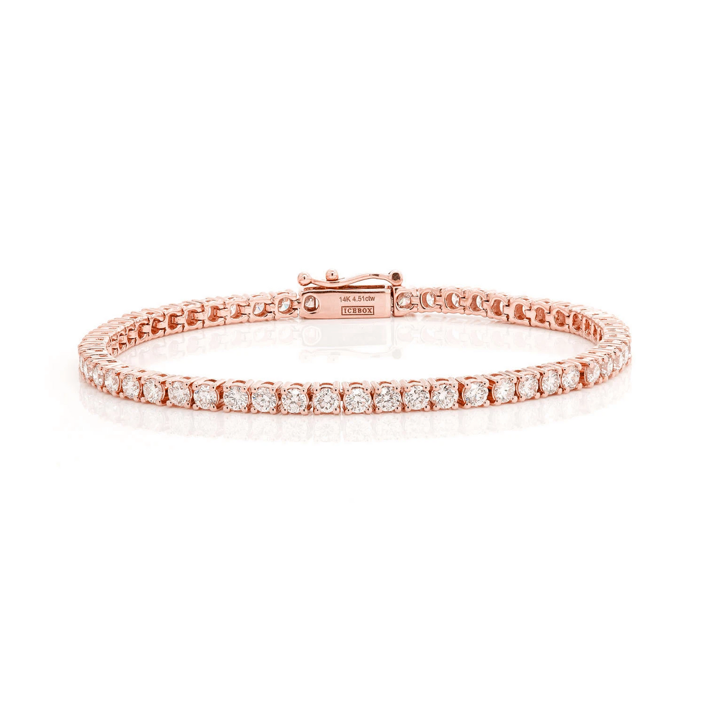 Prong Diamond Tennis Bracelet in 14K rose gold, 10pt / 4.50ctw, front view