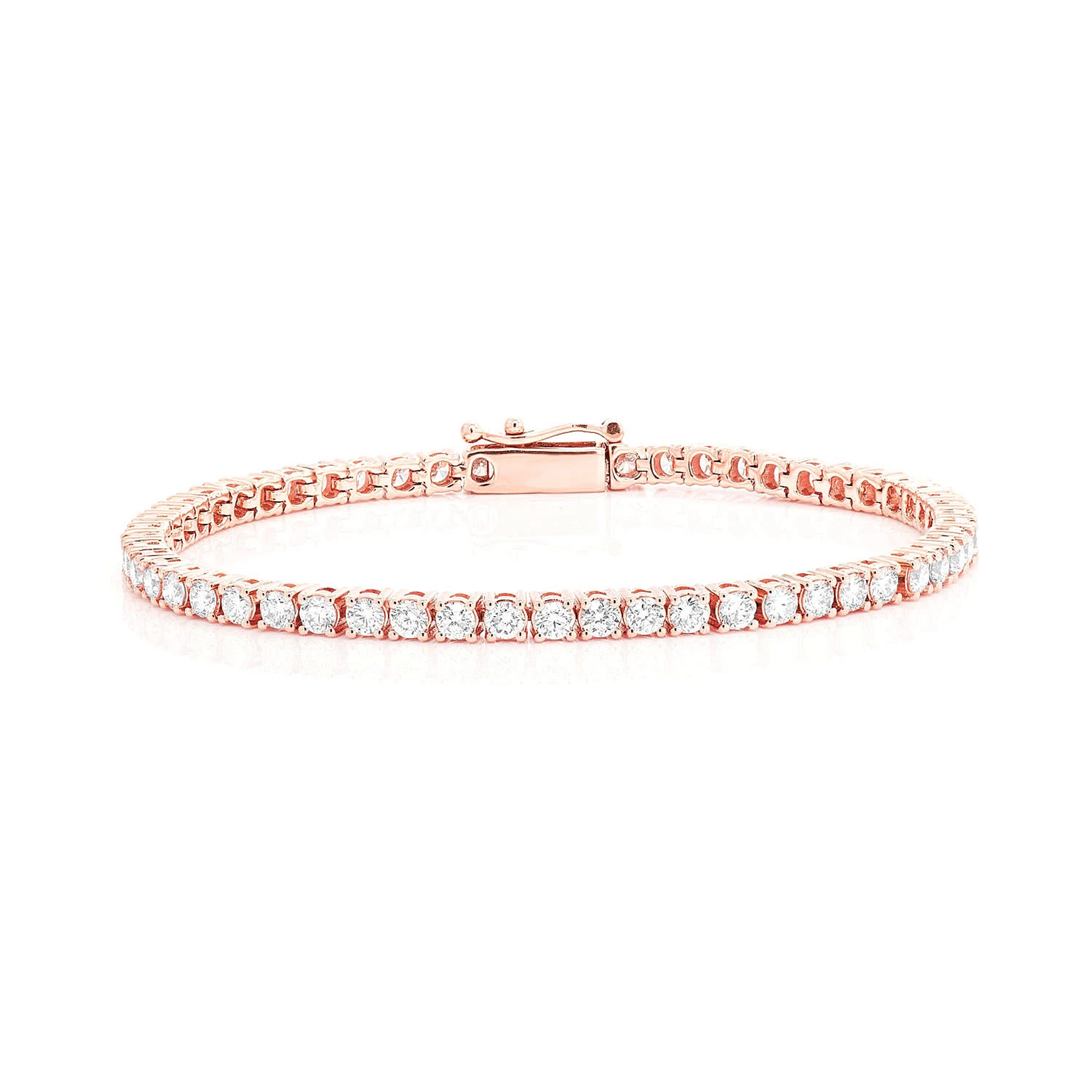 Prong Diamond Tennis Bracelet in 14K rose gold, 12pt / 8.25ctw, front view