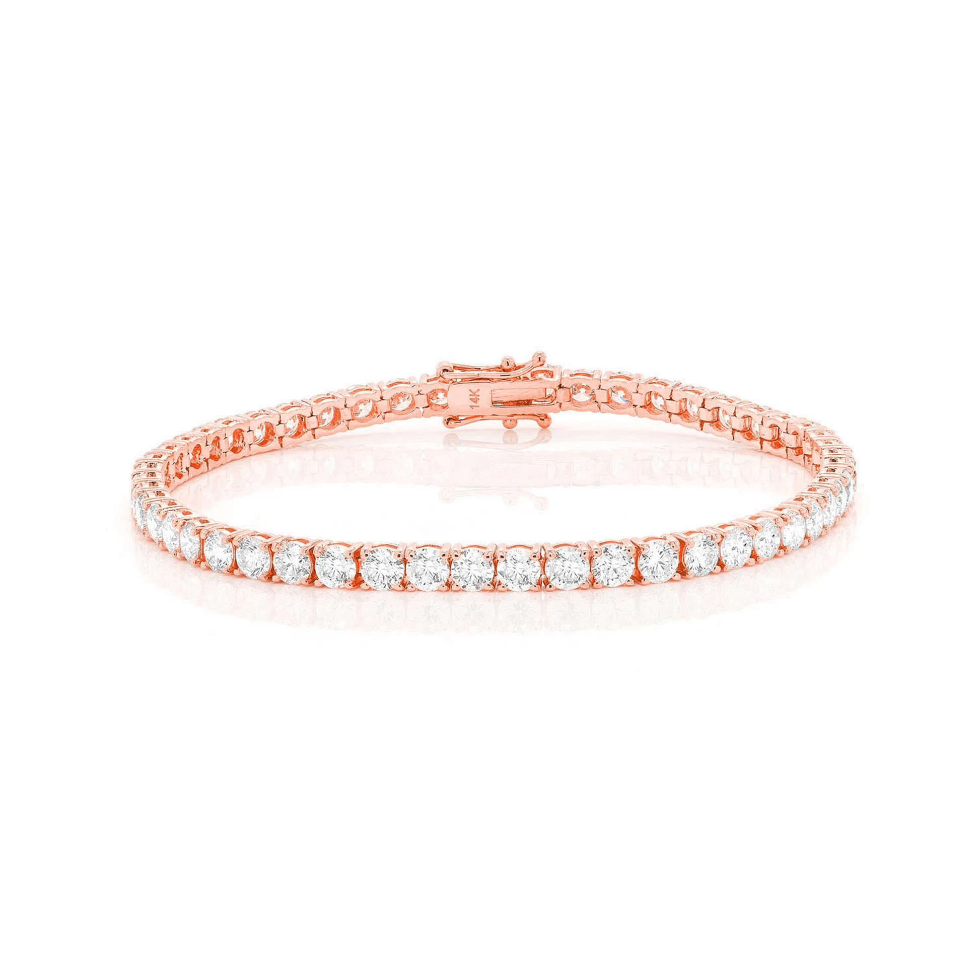 Prong Diamond Tennis Bracelet in 14K rose gold, 20pt / 10.50ctw, front view