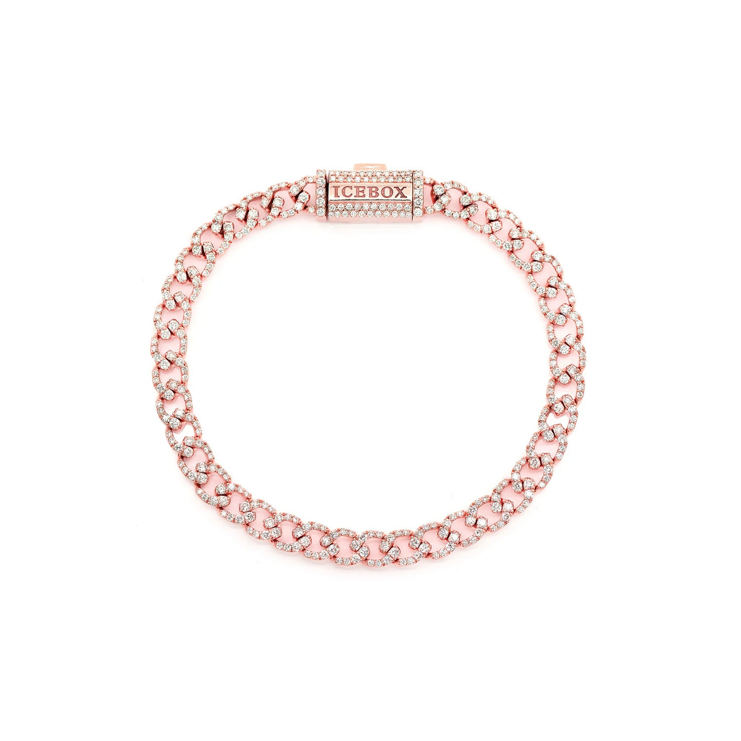 Elongated Cuban Diamond Bracelet in 14K rose gold, 6mm / 3.75ctw width, front view