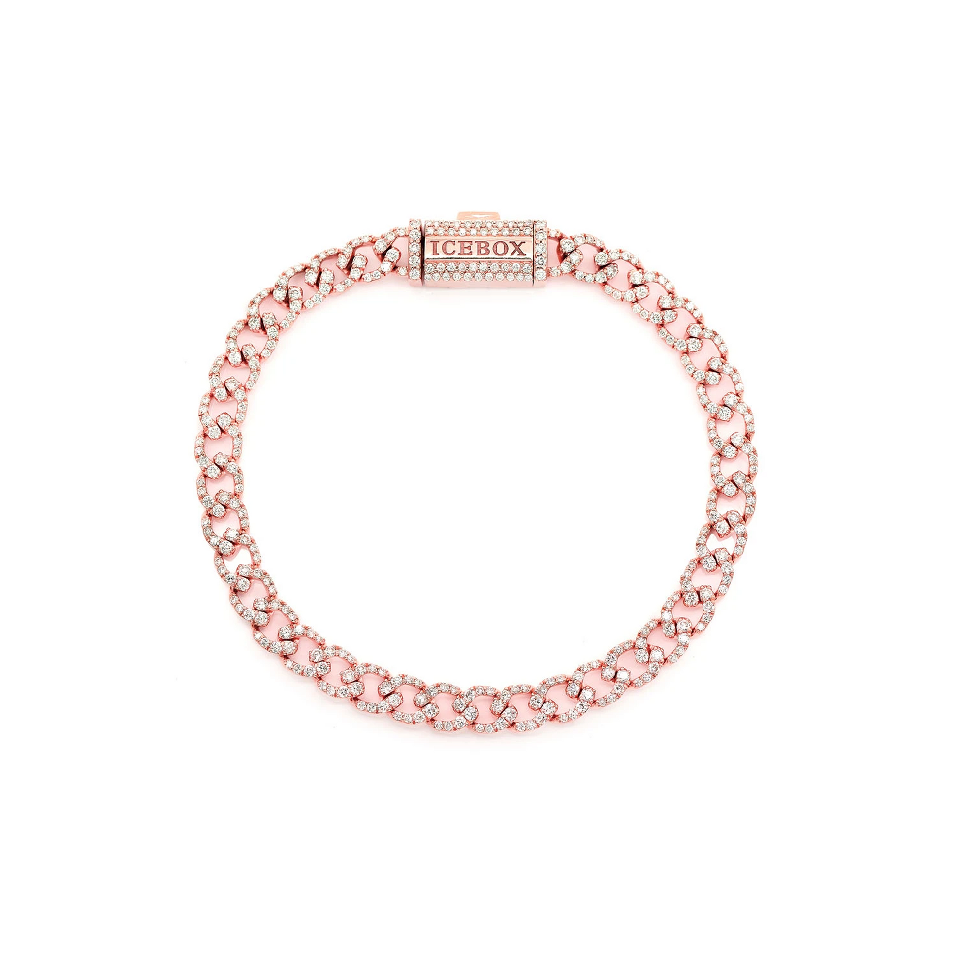 Elongated Cuban Diamond Bracelet in 14K rose gold, 6mm / 3.75ctw width, front view