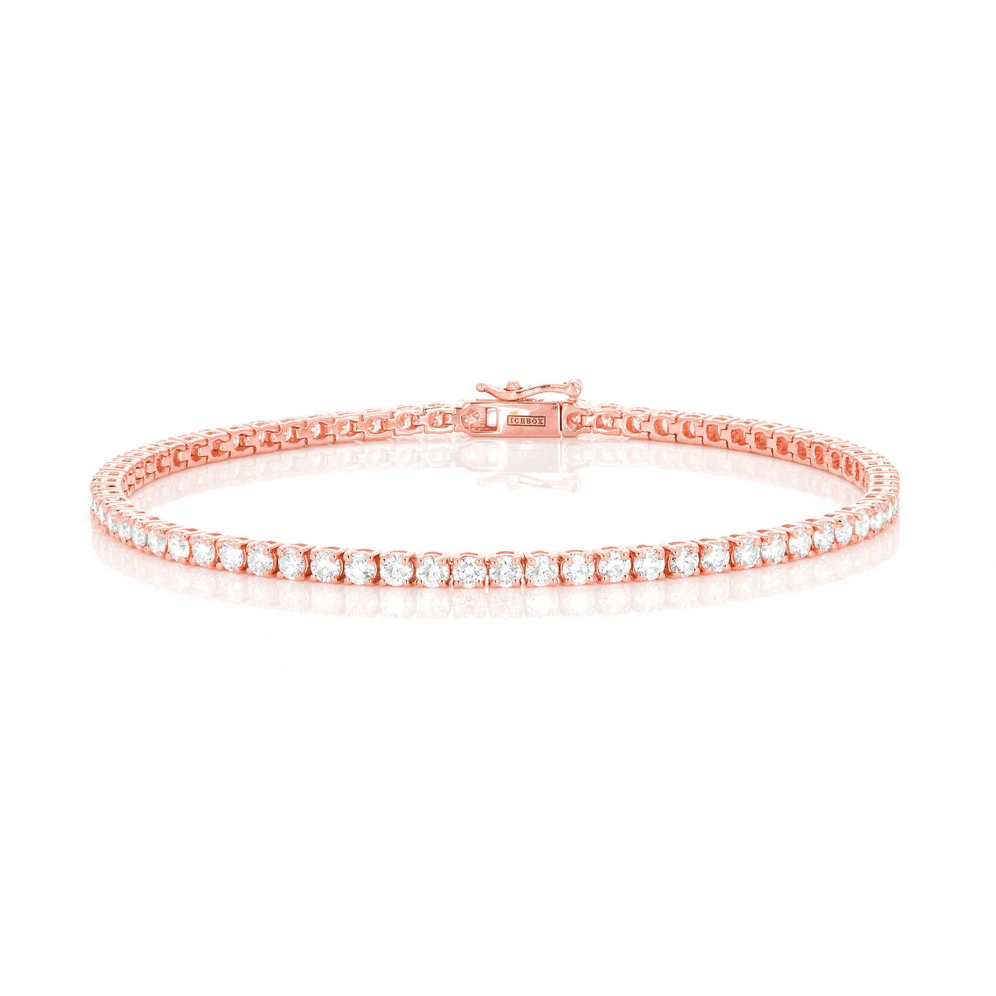Prong Diamond Tennis Bracelet in 14K rose gold, 8pt / 6.00ctw, front view