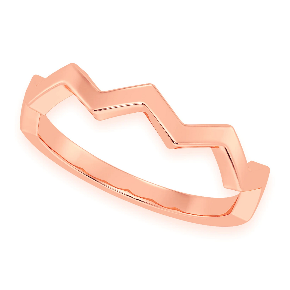 Zig Zag Ring 14k in rose gold, worn on hand