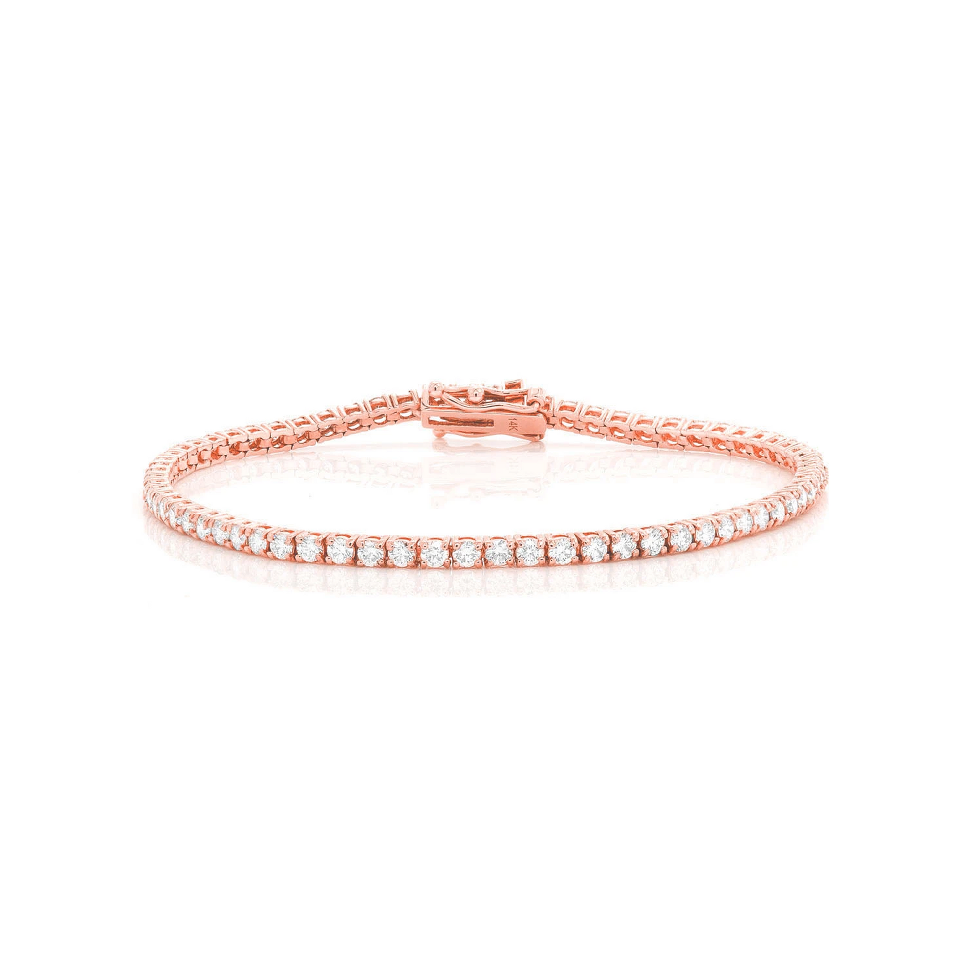 Prong Diamond Tennis Bracelet in 14K rose gold, 5pt / 3.00ctw, front view