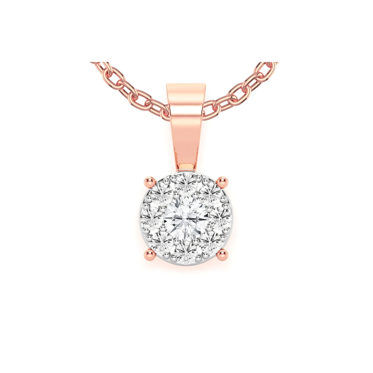 Mosaic Diamond Pendant in 14K rose gold, Signature | 0.25ctw, front view